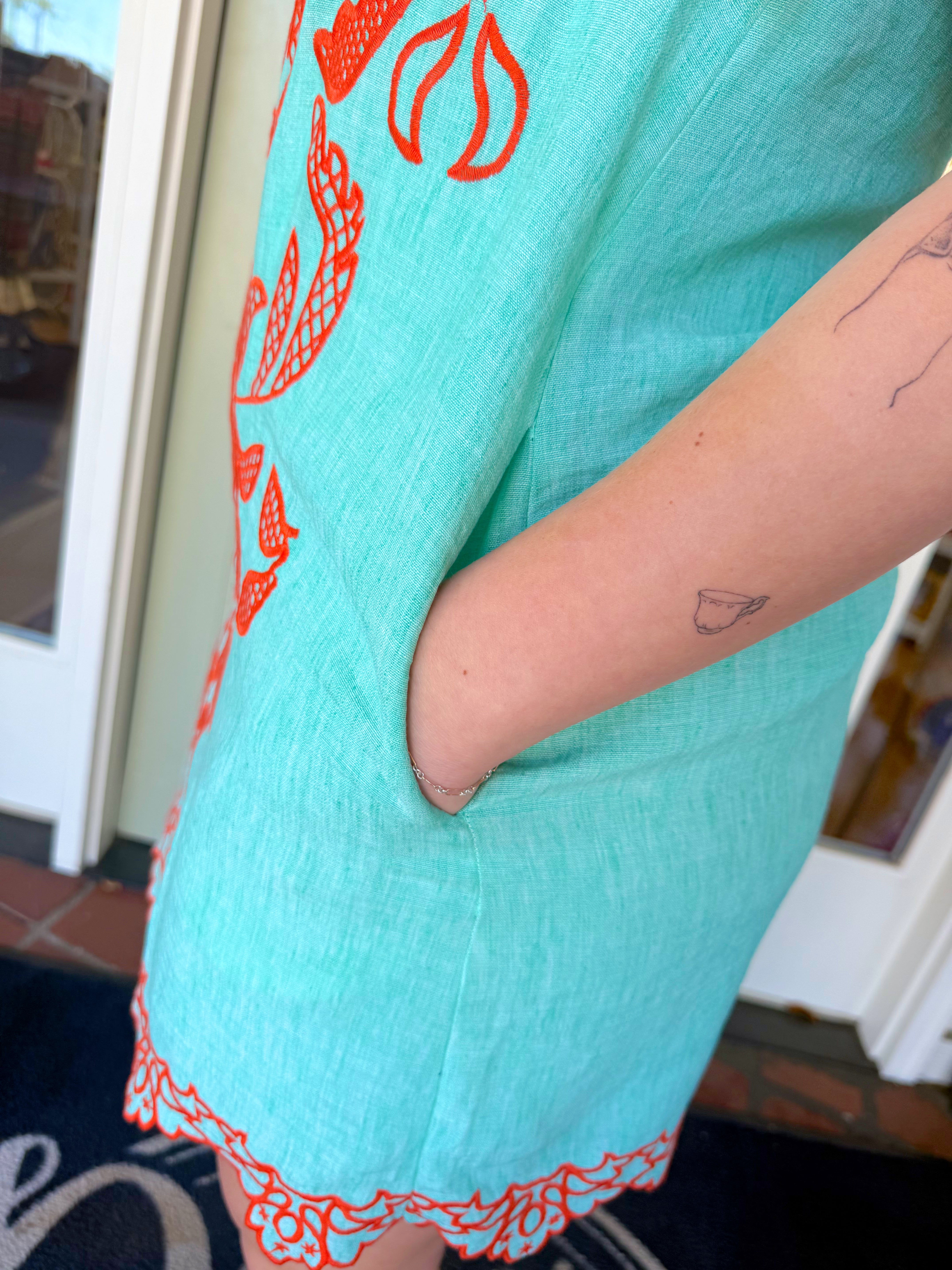 The Hillary Ruffle Teal Mini Dress