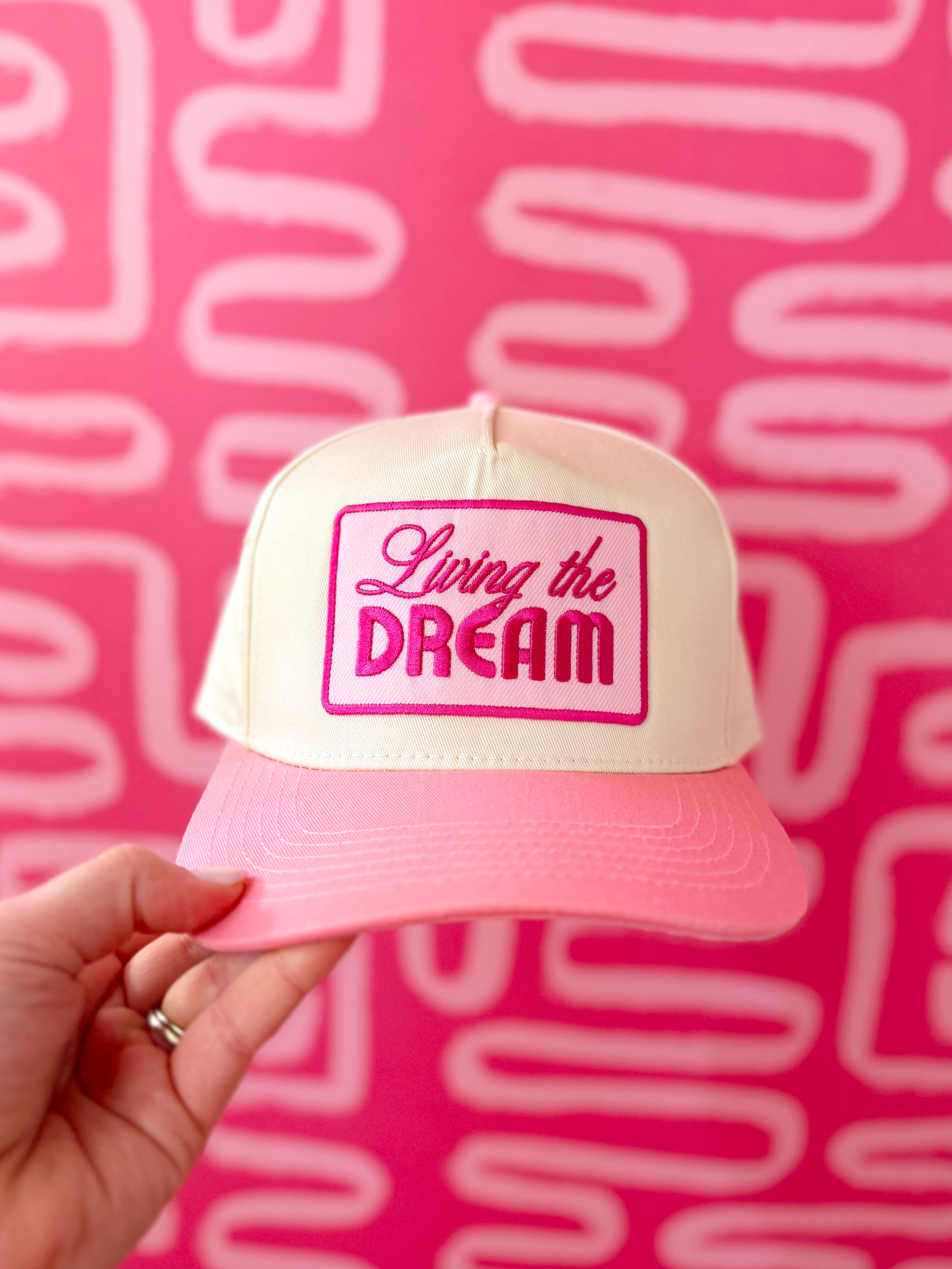 Living the Dream Pink Vintage Trucker Hat