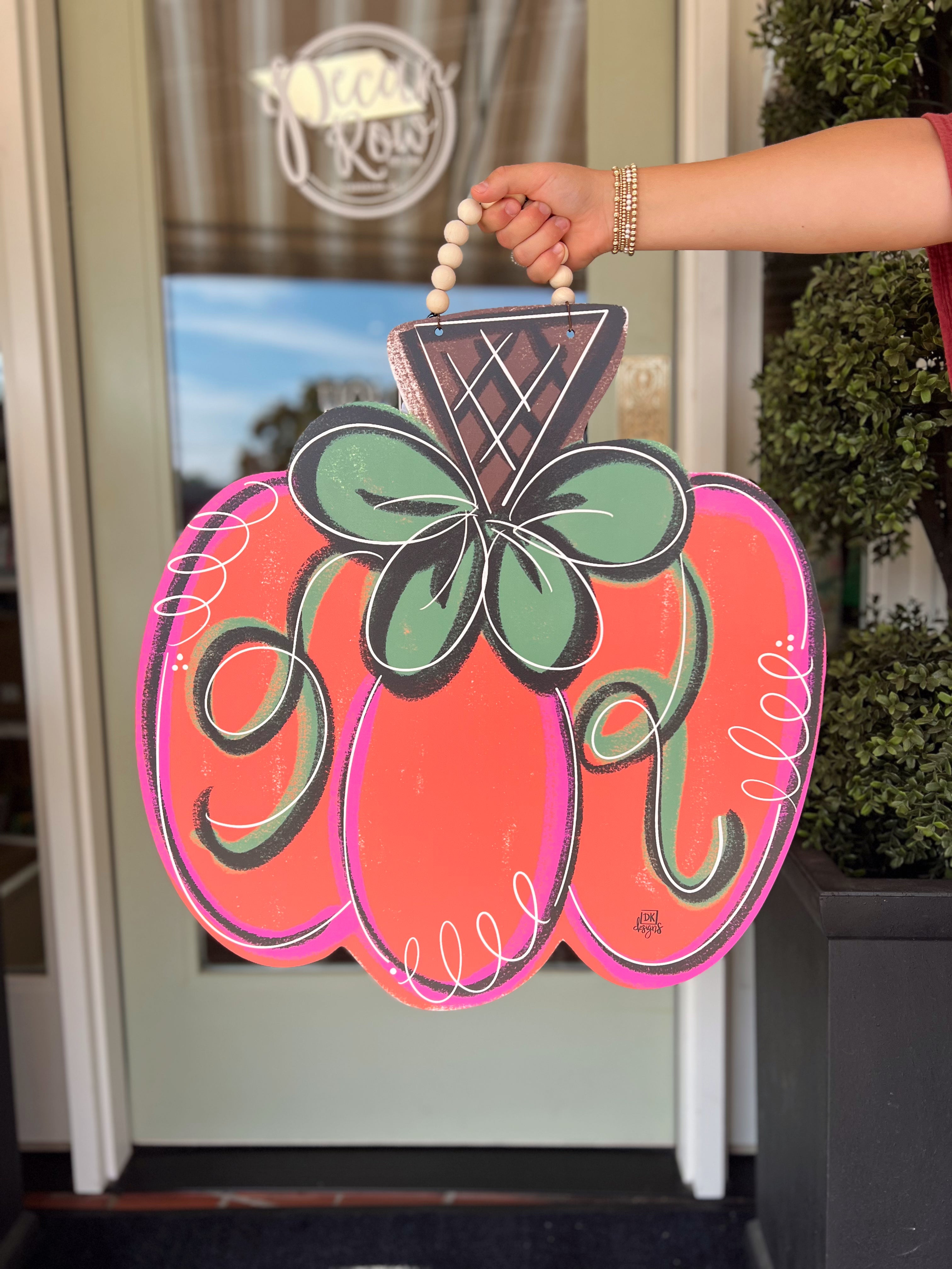 Pink Pumpkin Door Hanger