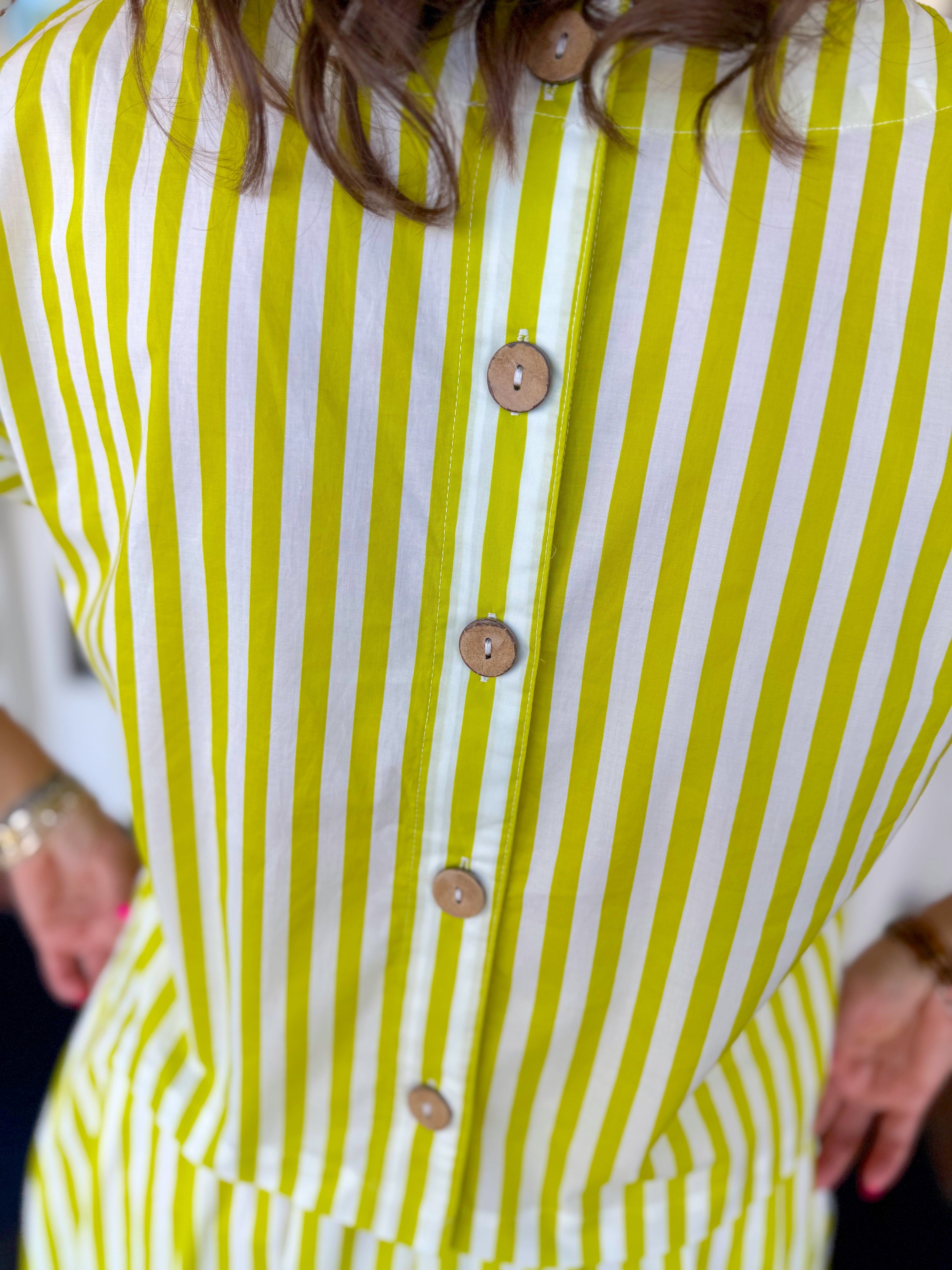 The Roxy Lime Striped Top