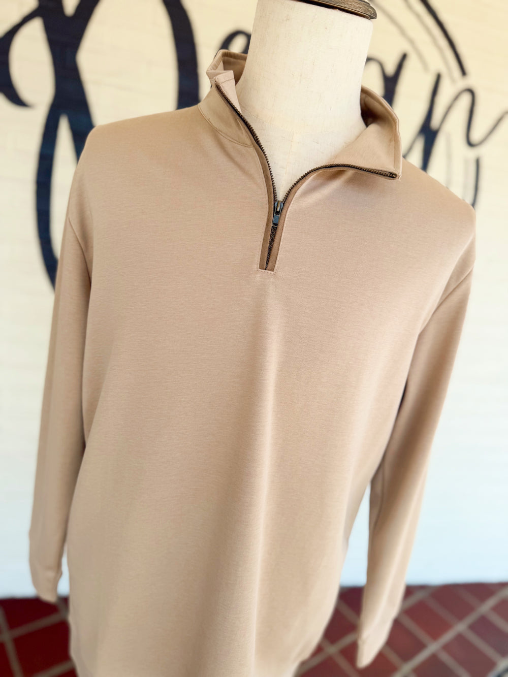 The MarshLUX Augusta Quarterzip in Burnt Taupe by Southern Marsh