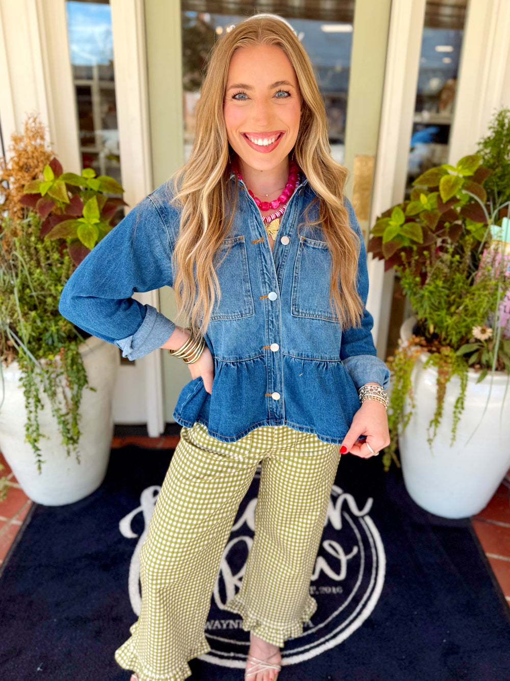 The Ella Button Down Peplum Denim Jacket (S-L)