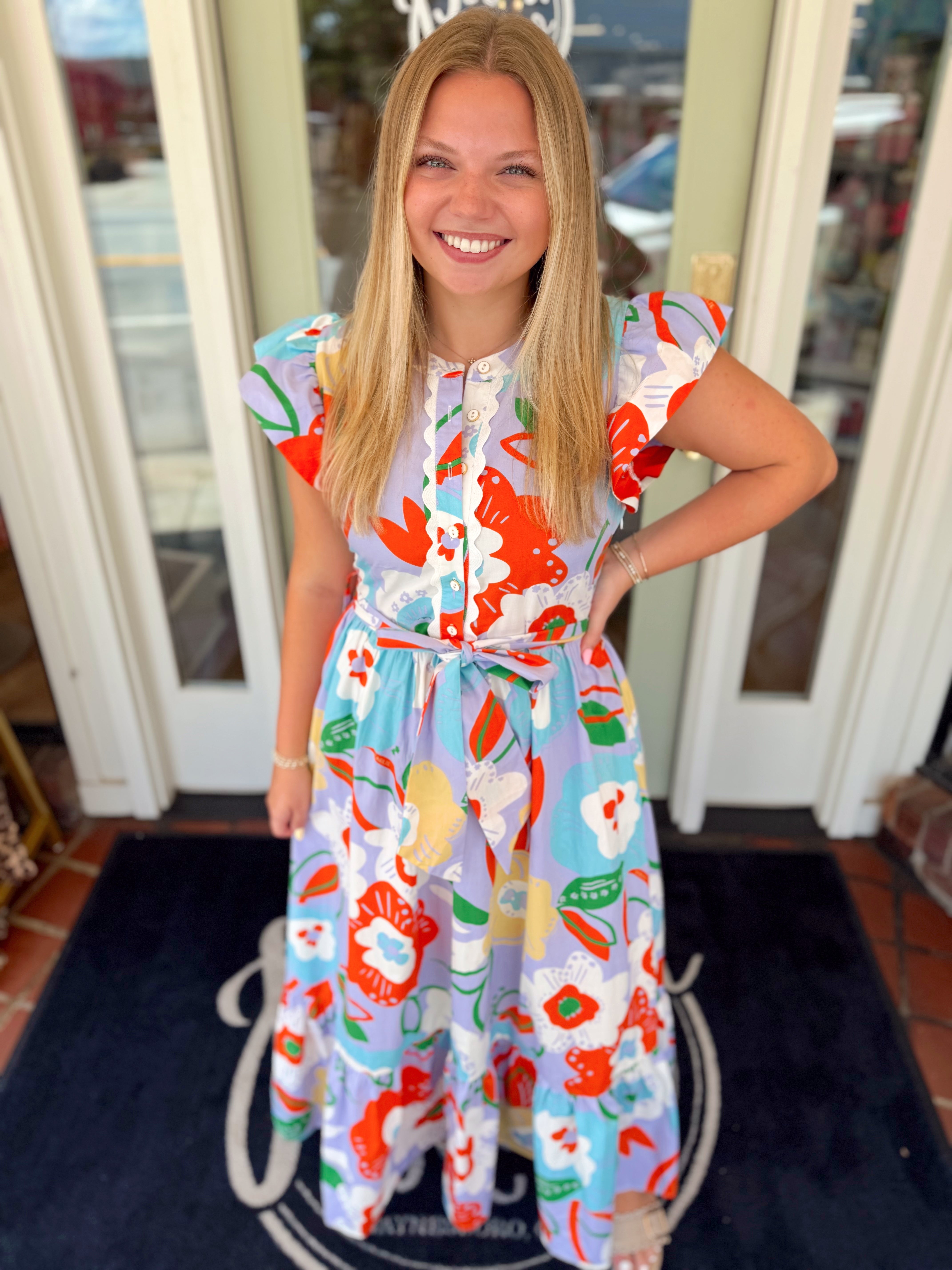 Artist Floral Tier Ric Rac Maxi Dress by Karlie