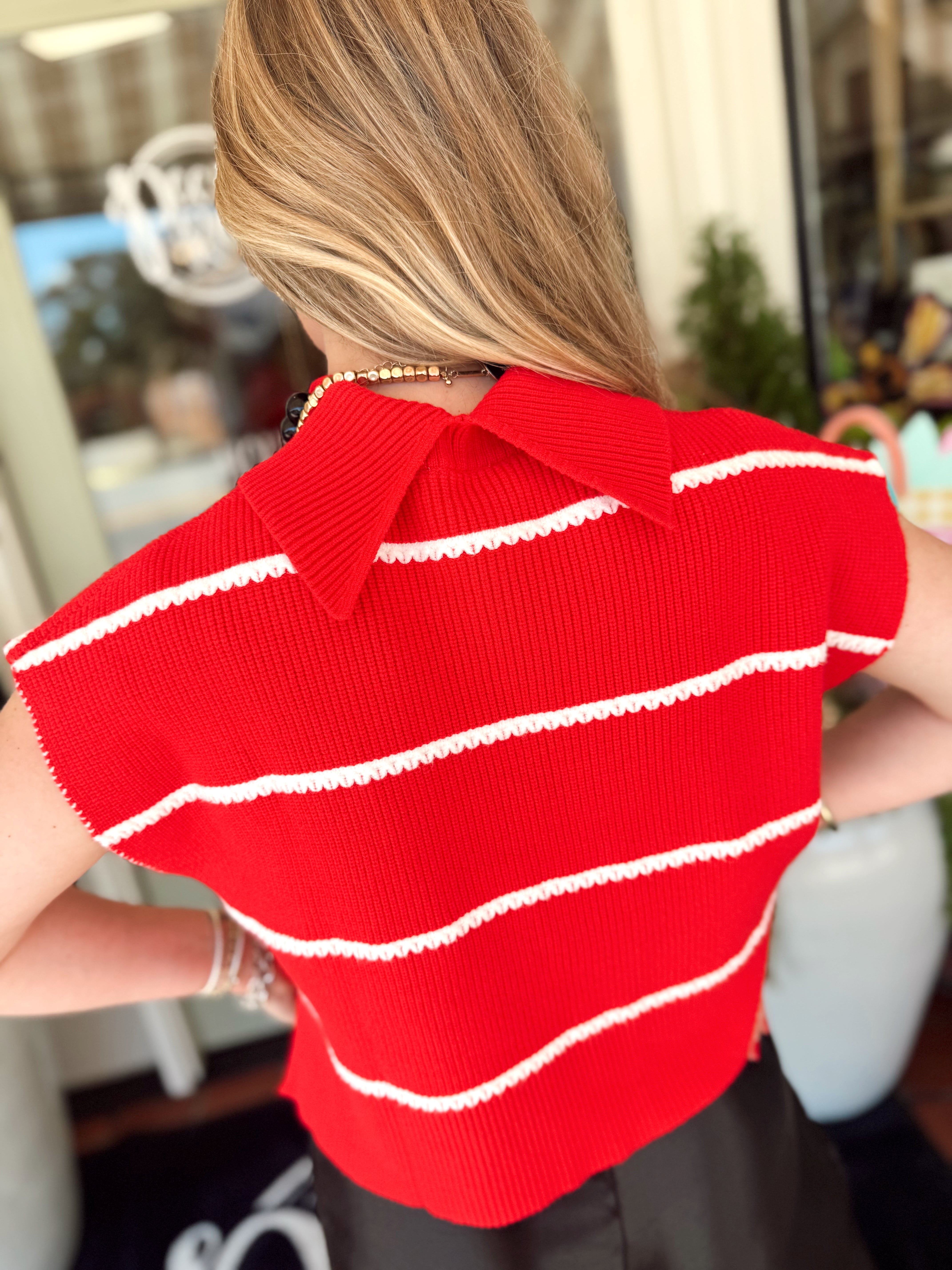 The Hinton Striped Crop Knit Sweater Top (S-L)