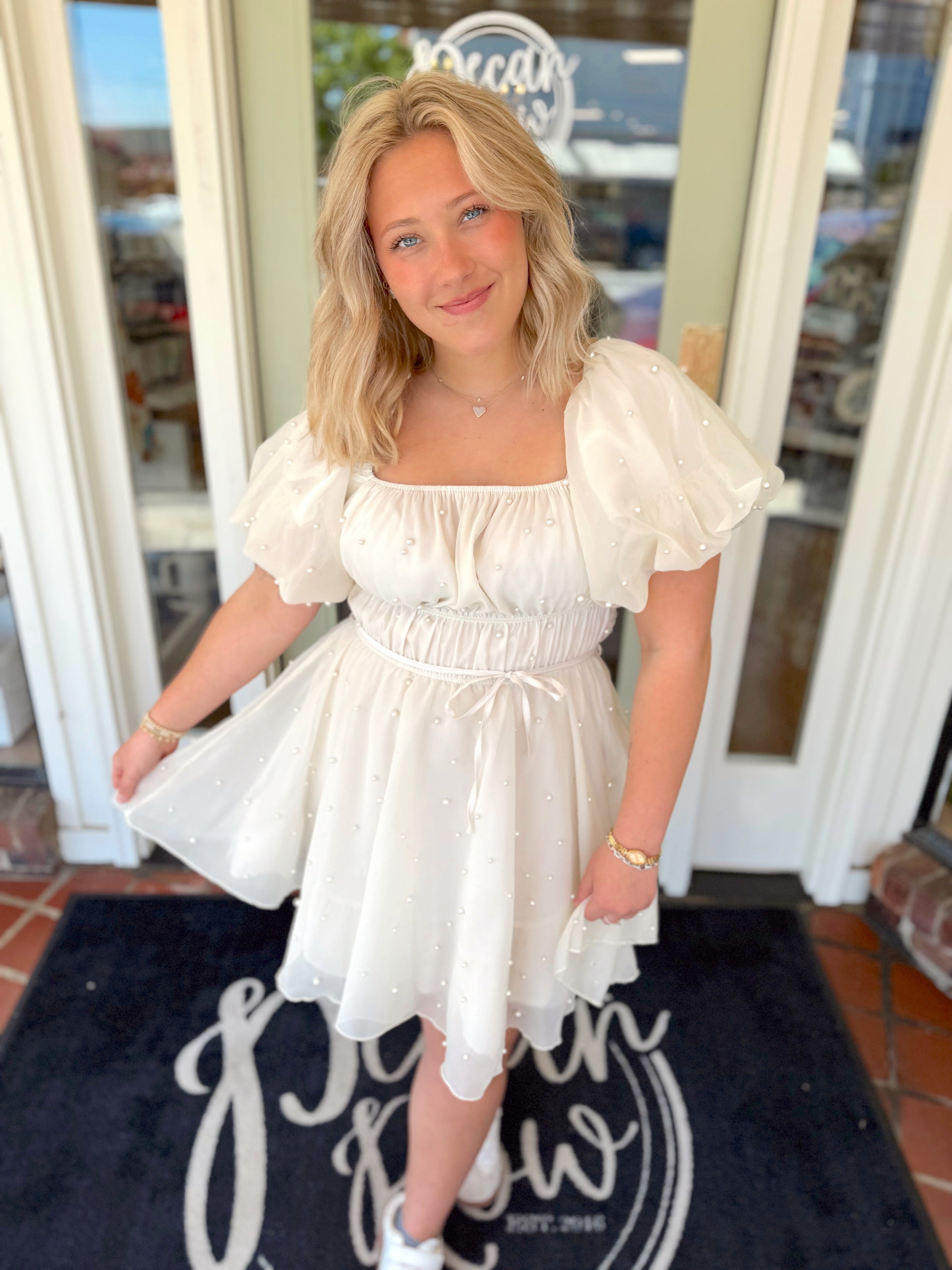 The Prim Pearl Mini Dress Pecan Row The Prim Pearl Mini Dress Pecan Row