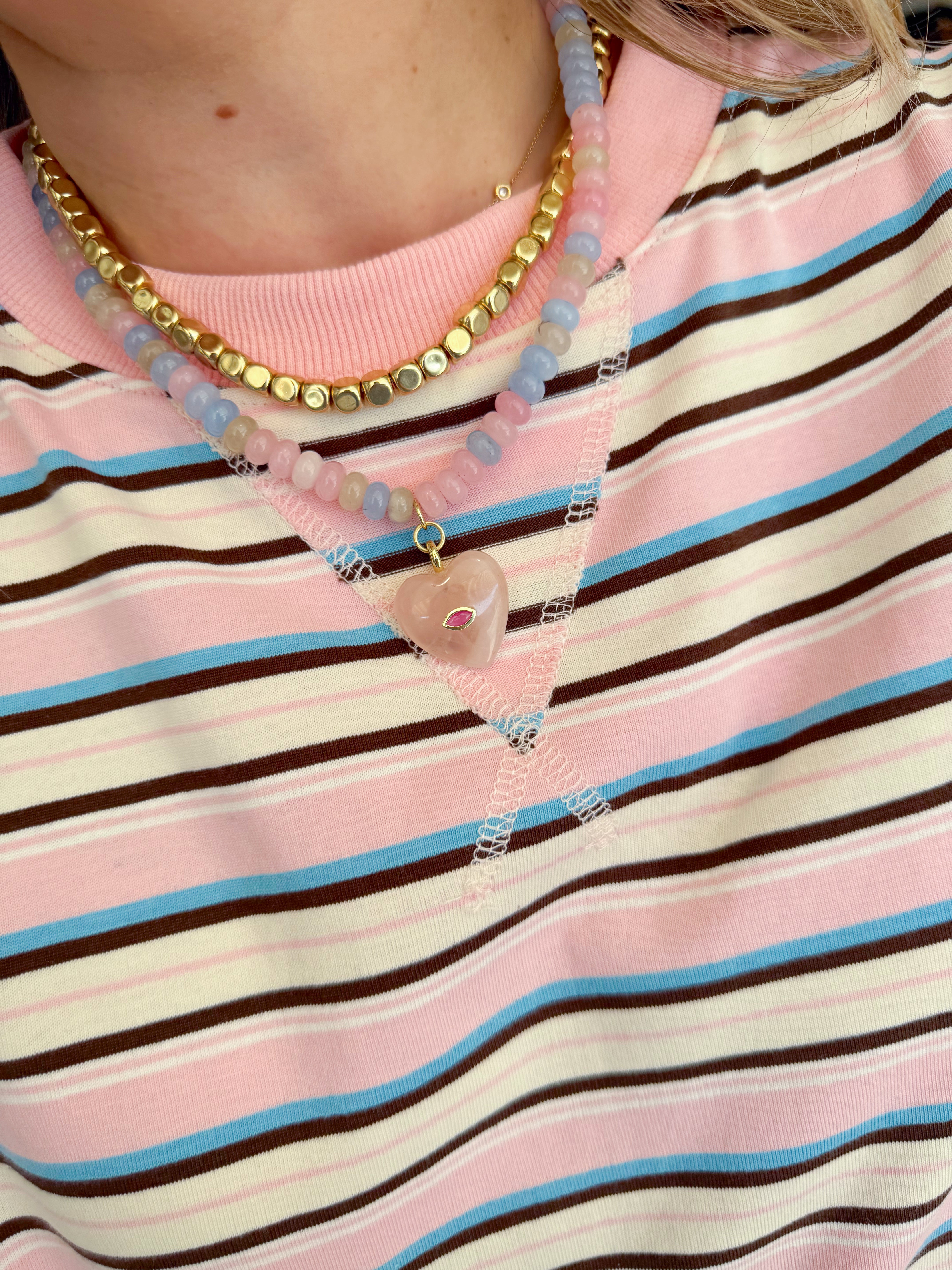 The Halsey Striped Boxy Top in Pink (S-L)