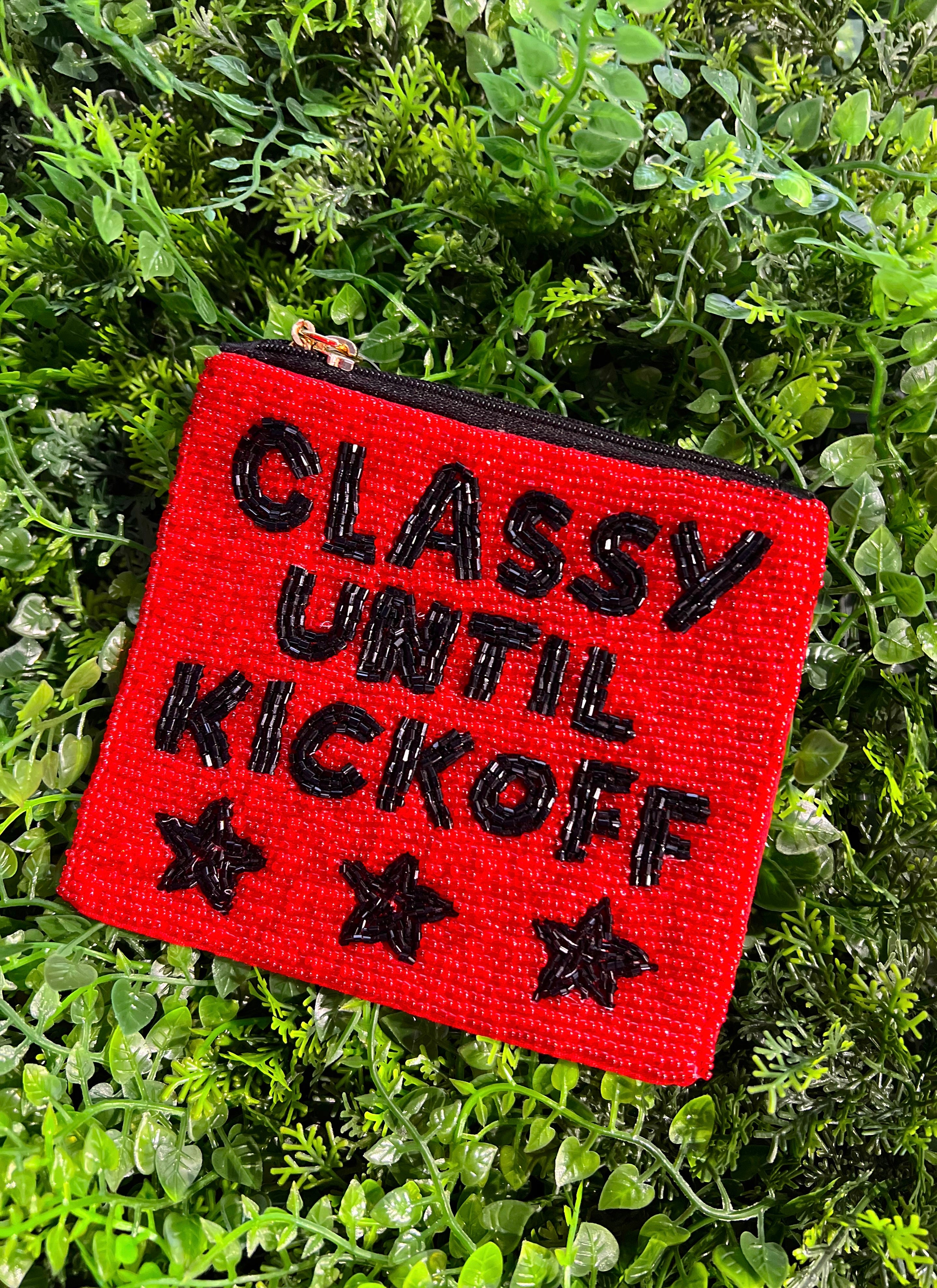 Classy Until Kickoff Beaded Coin Purse