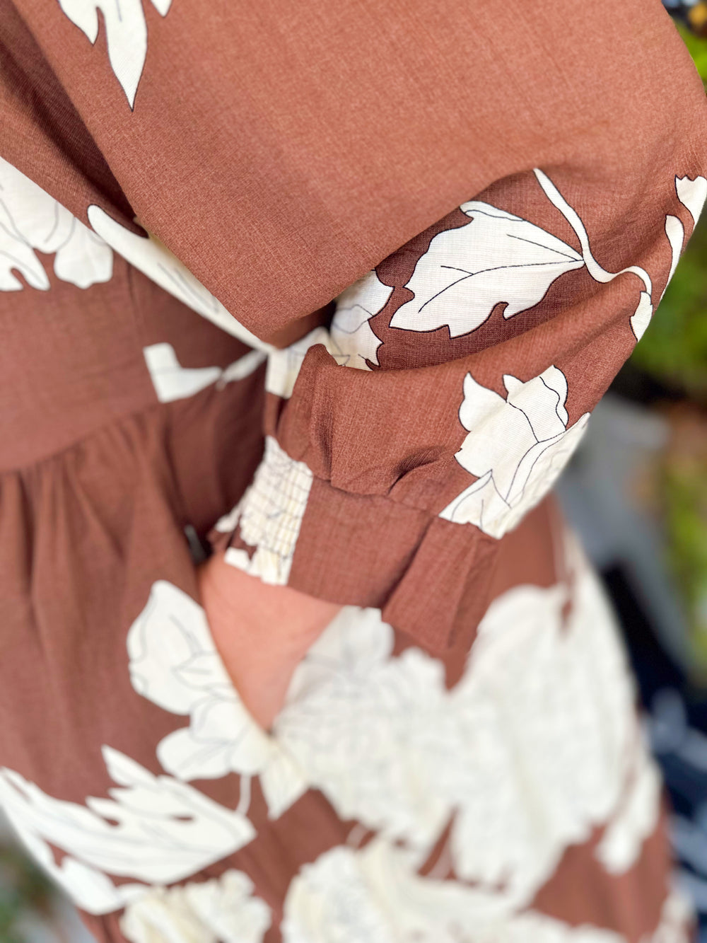 The Alisha Floral Tiered Maxi Dress in Brown (XL-2X)