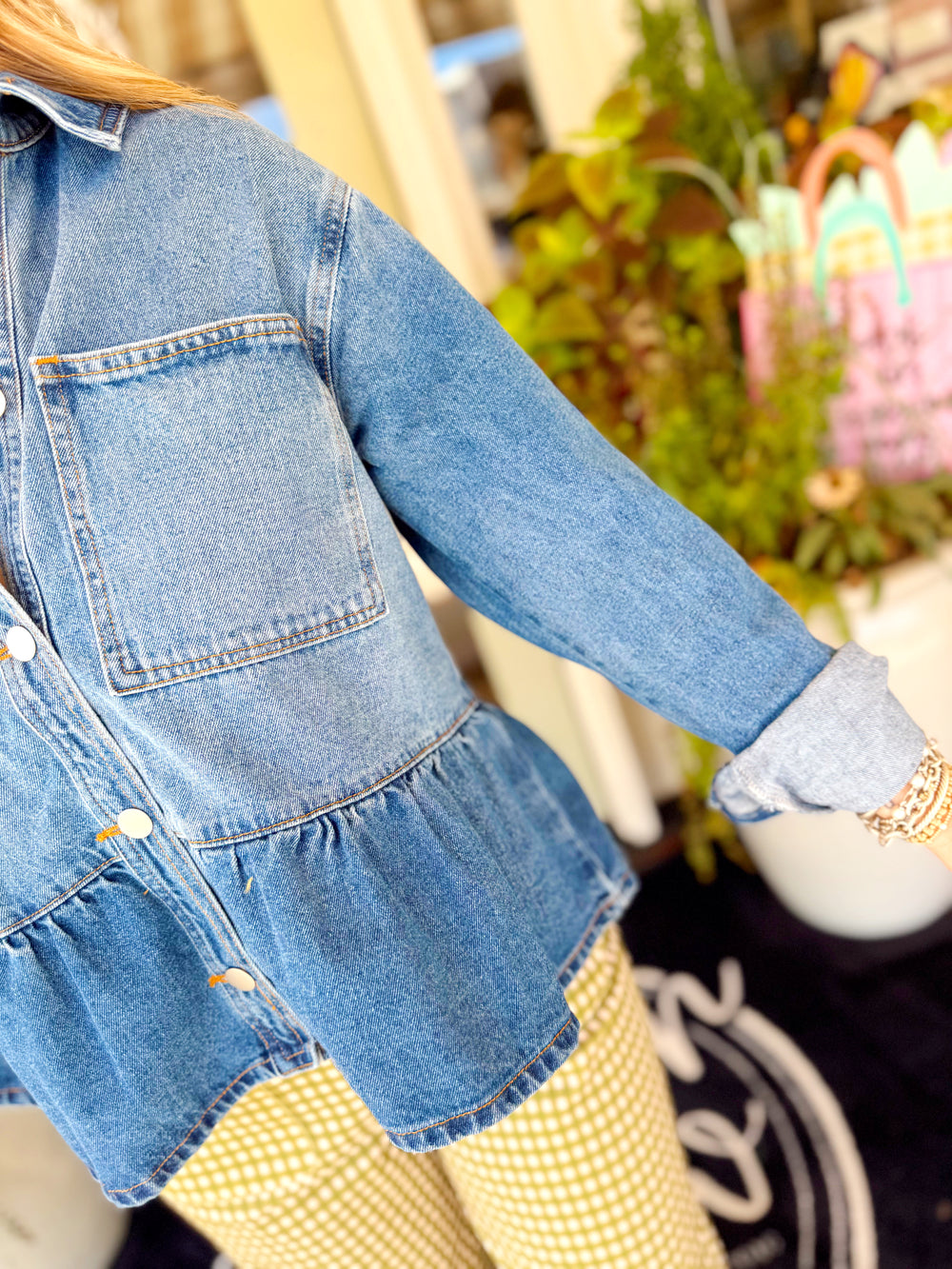 The Ella Button Down Peplum Denim Jacket (S-L)
