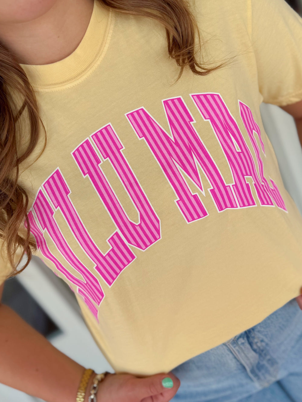 Striped Lulu Mac Tee- Butter Yellow (S-2X)