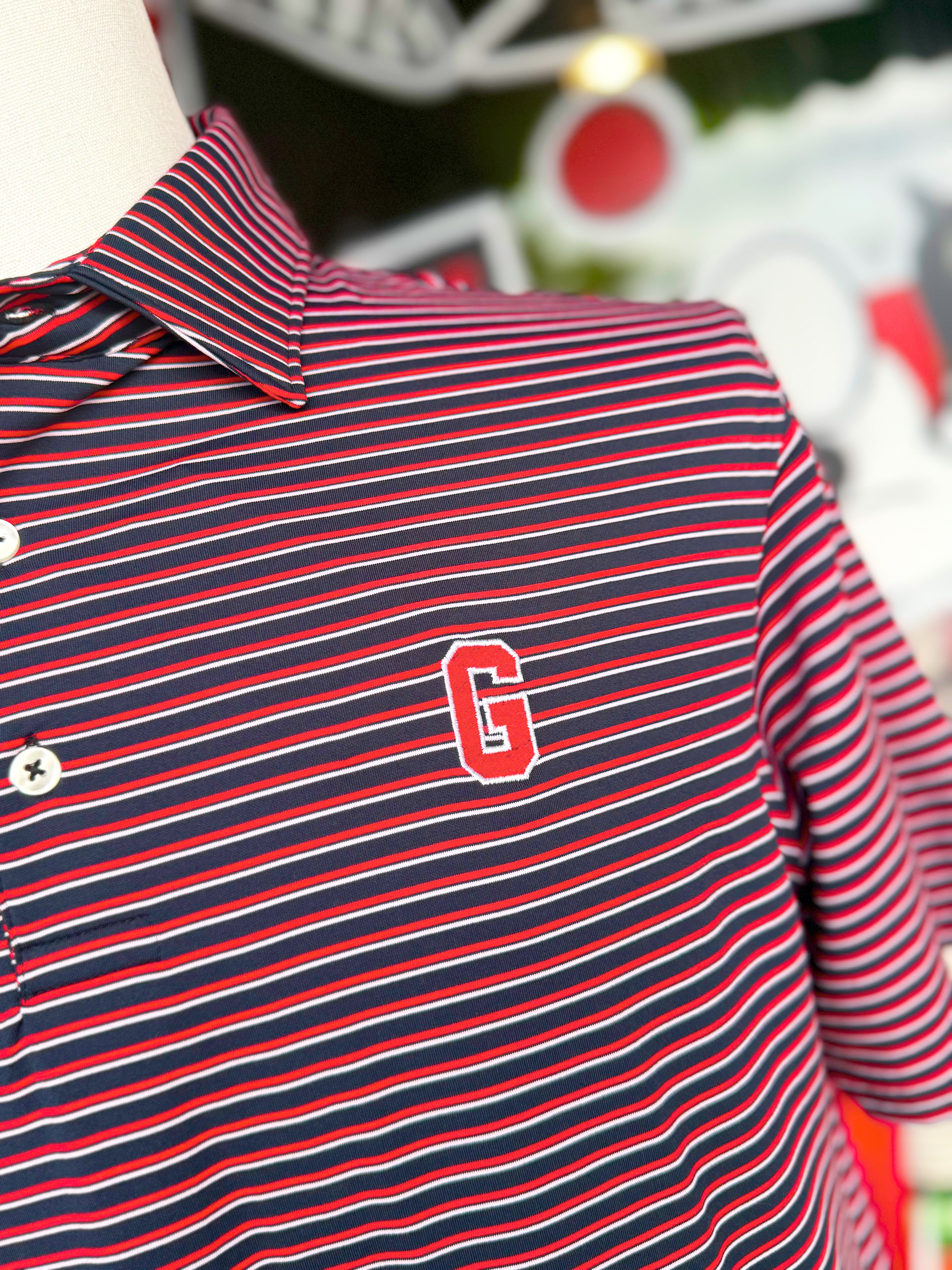 UGA Block G Red, Black, and White Popular Performance Polo