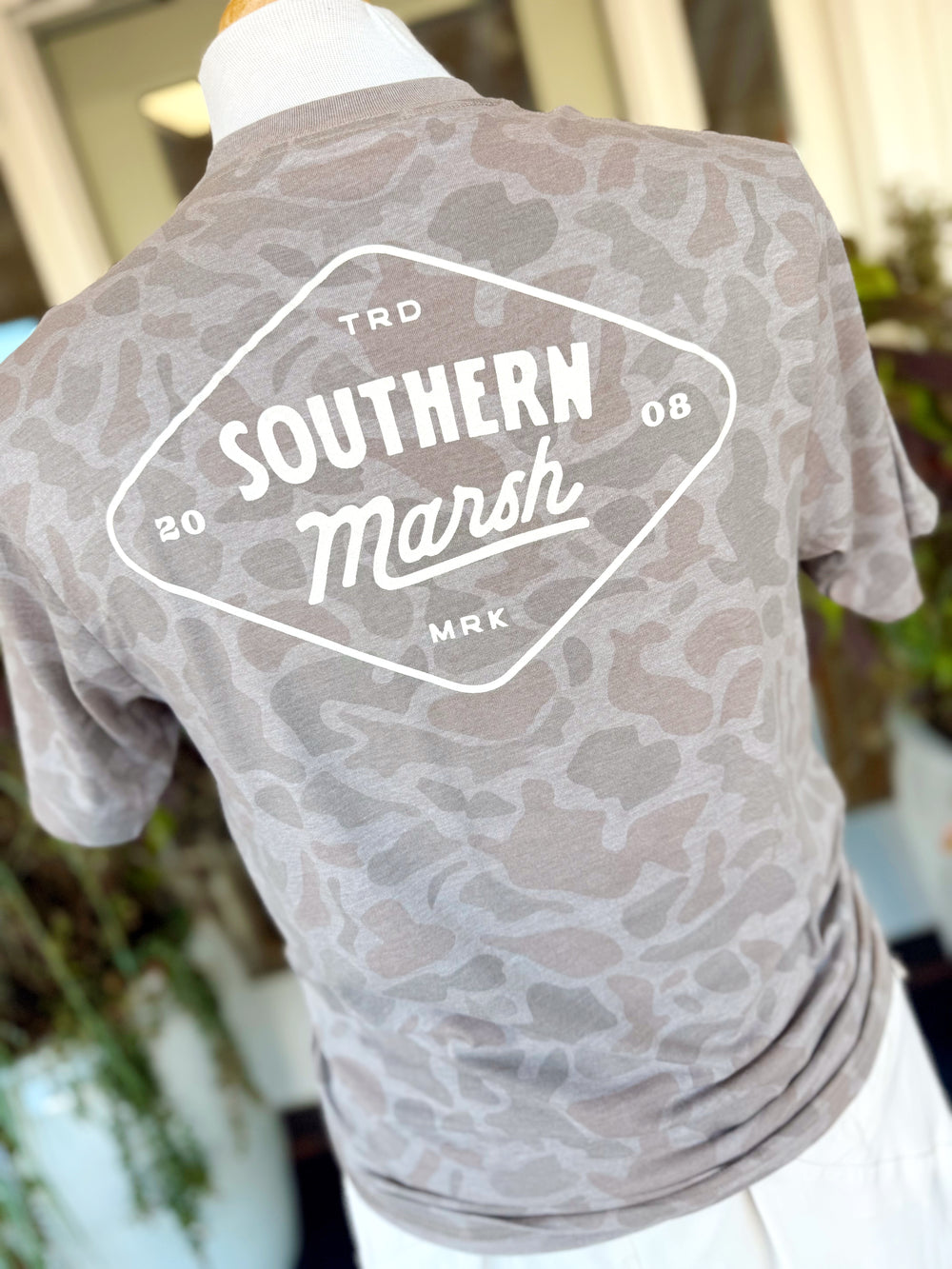 Diamond -SEAWASH Branding Tee in Burnt Taupe Camo by Southern Marsh
