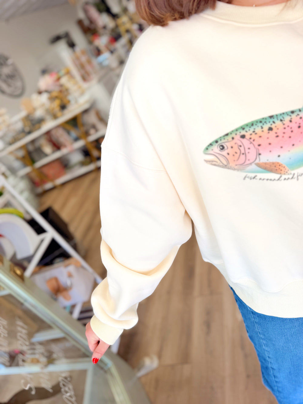 Rainbow Trout Cropped Sweatshirt by Poppy & Pine (S/M-L/XL)