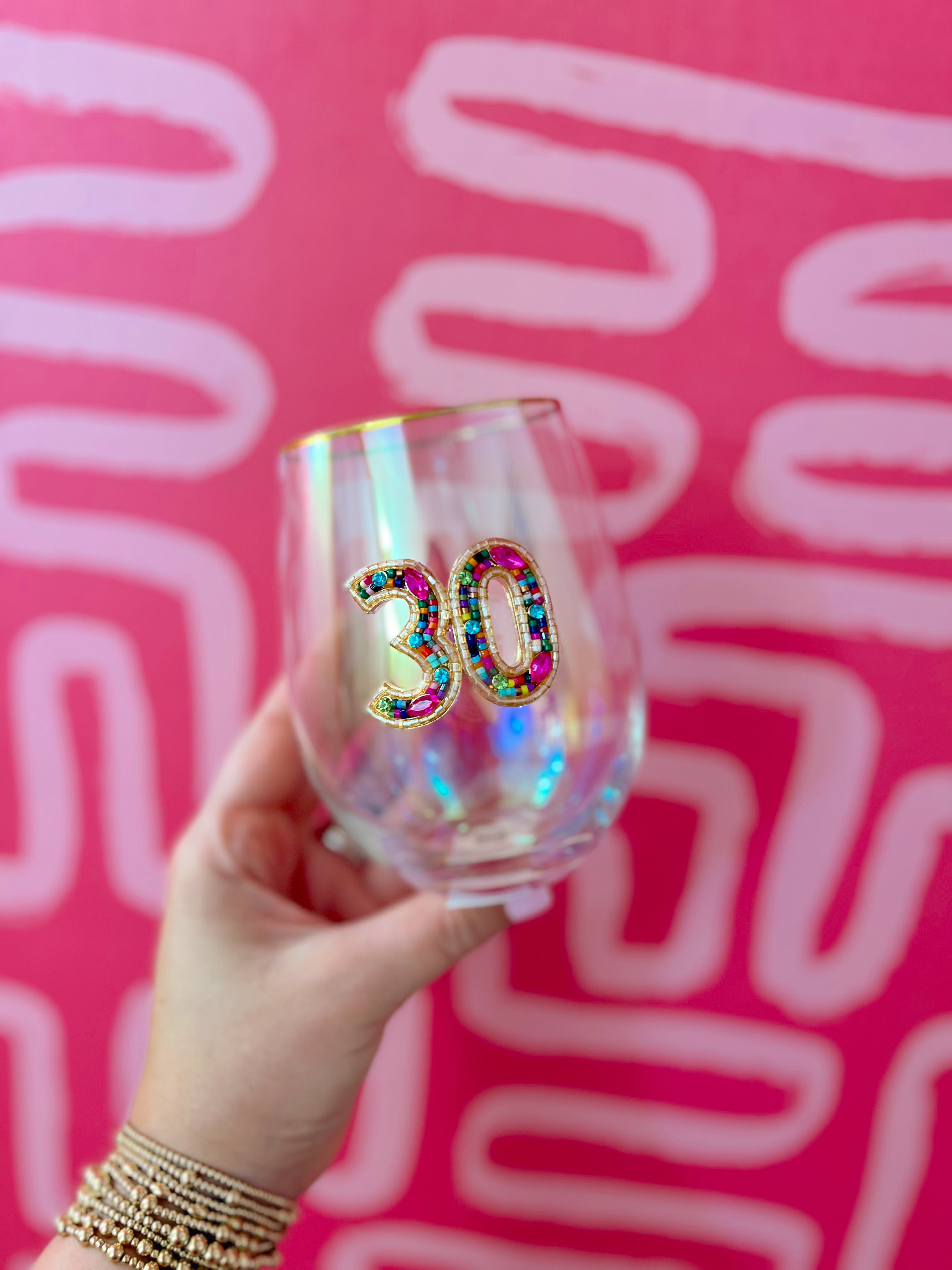 Beaded 30 Stemless Wine Glass