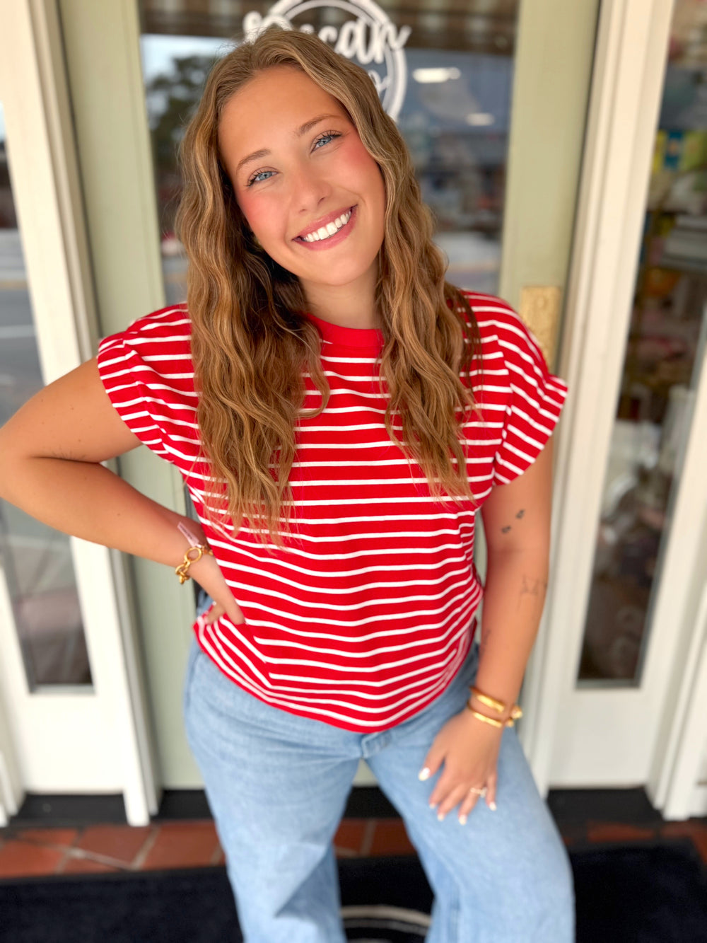The Easy Days Red and White Top (S-L)