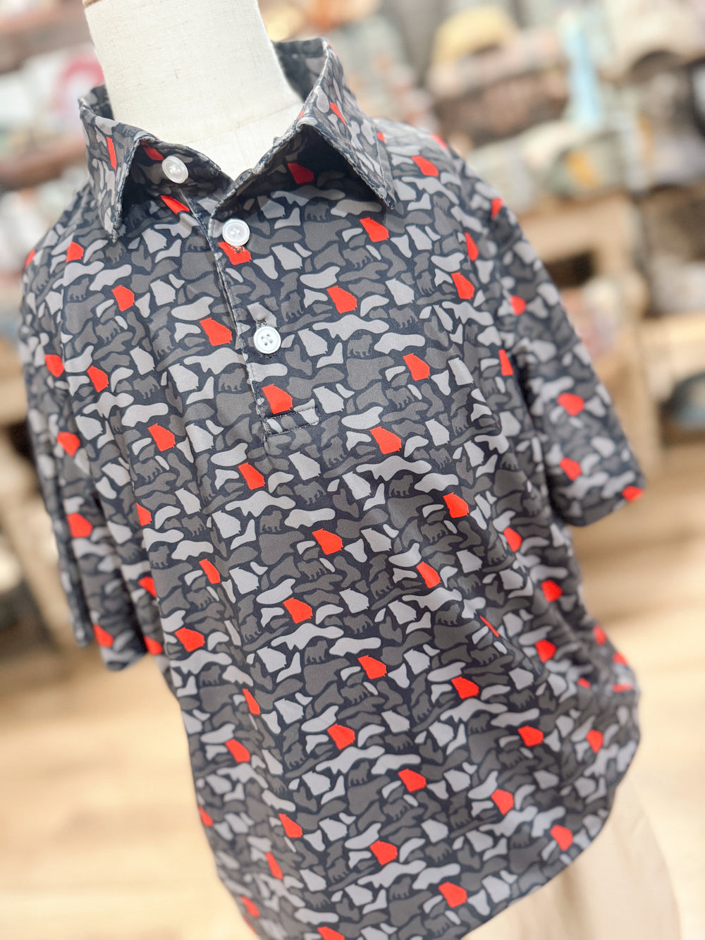 Youth GA Camo (Bulldog)- Red/Black Polo