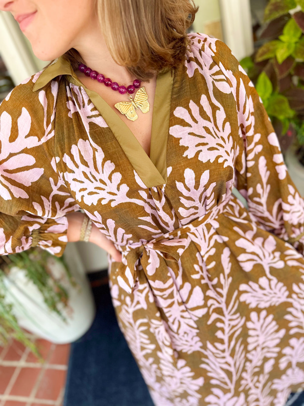 The Elise Collared Print Midi Dress (S-L)