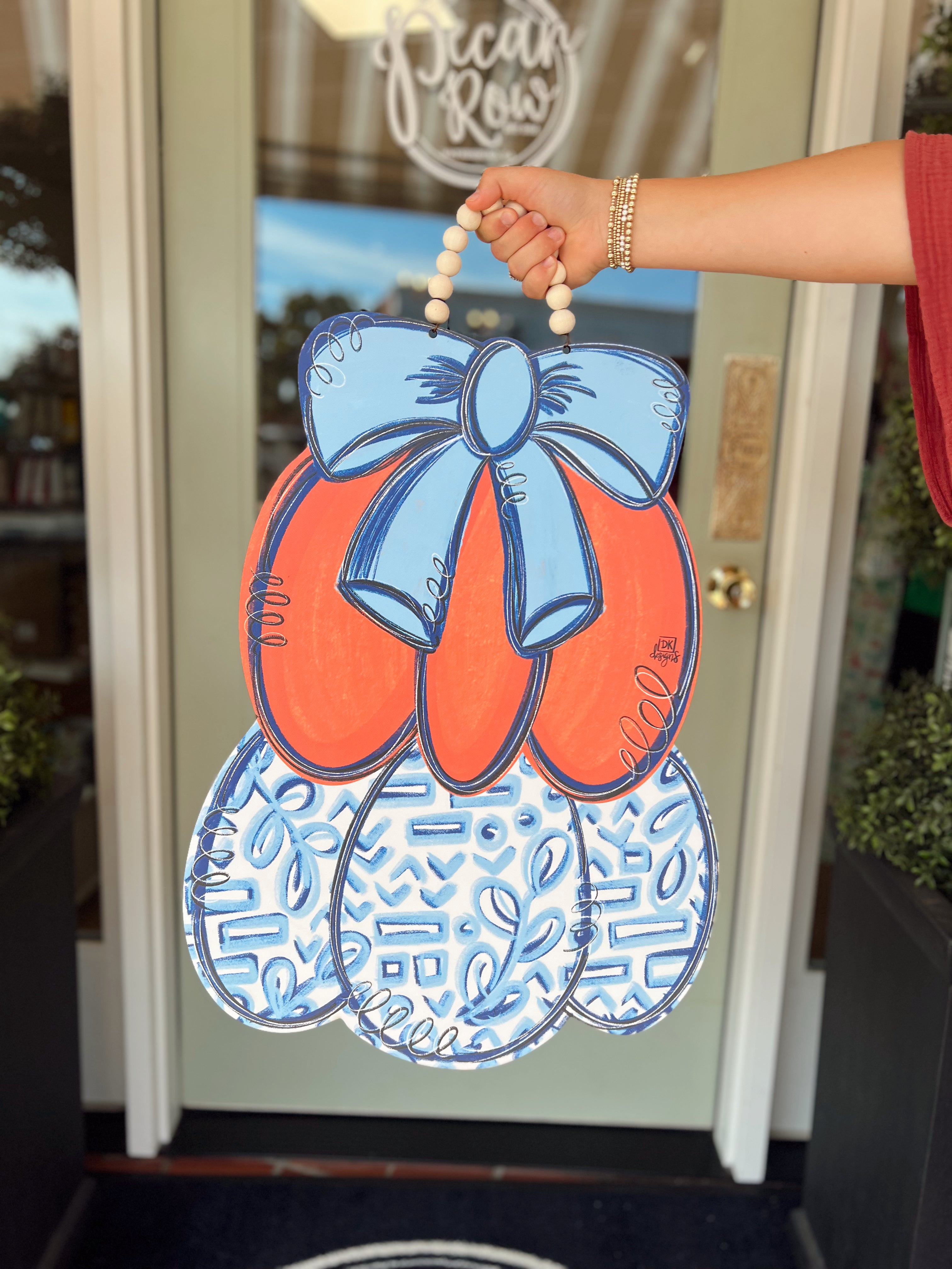 Chinoiserie Pumpkin Door Hanger