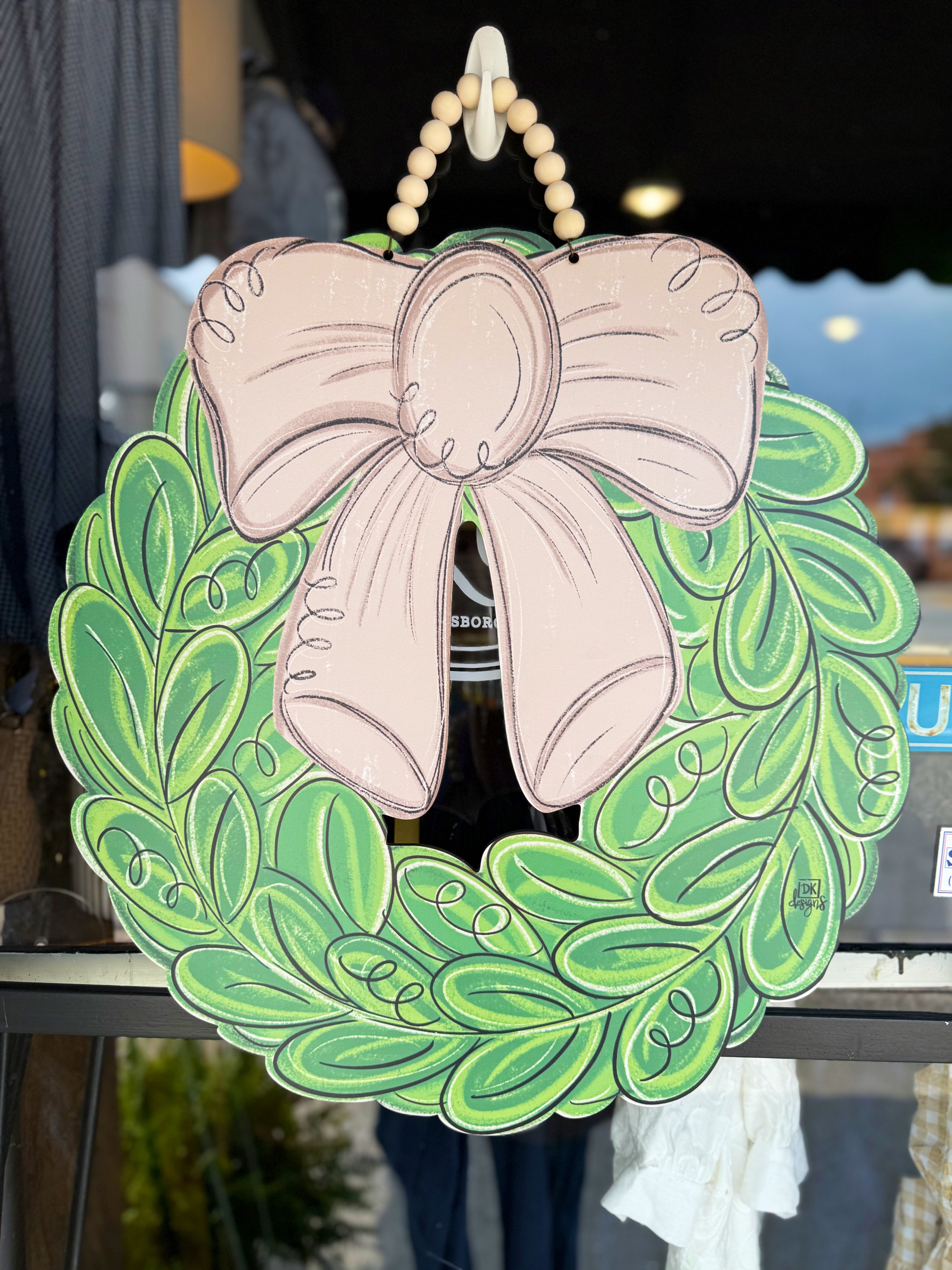 Mocha Bow Wreath Door Hanger