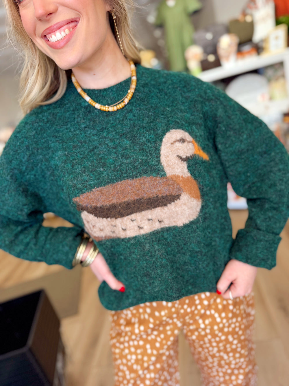 The Misty Mallard Sweater in Forest Green (S-L)