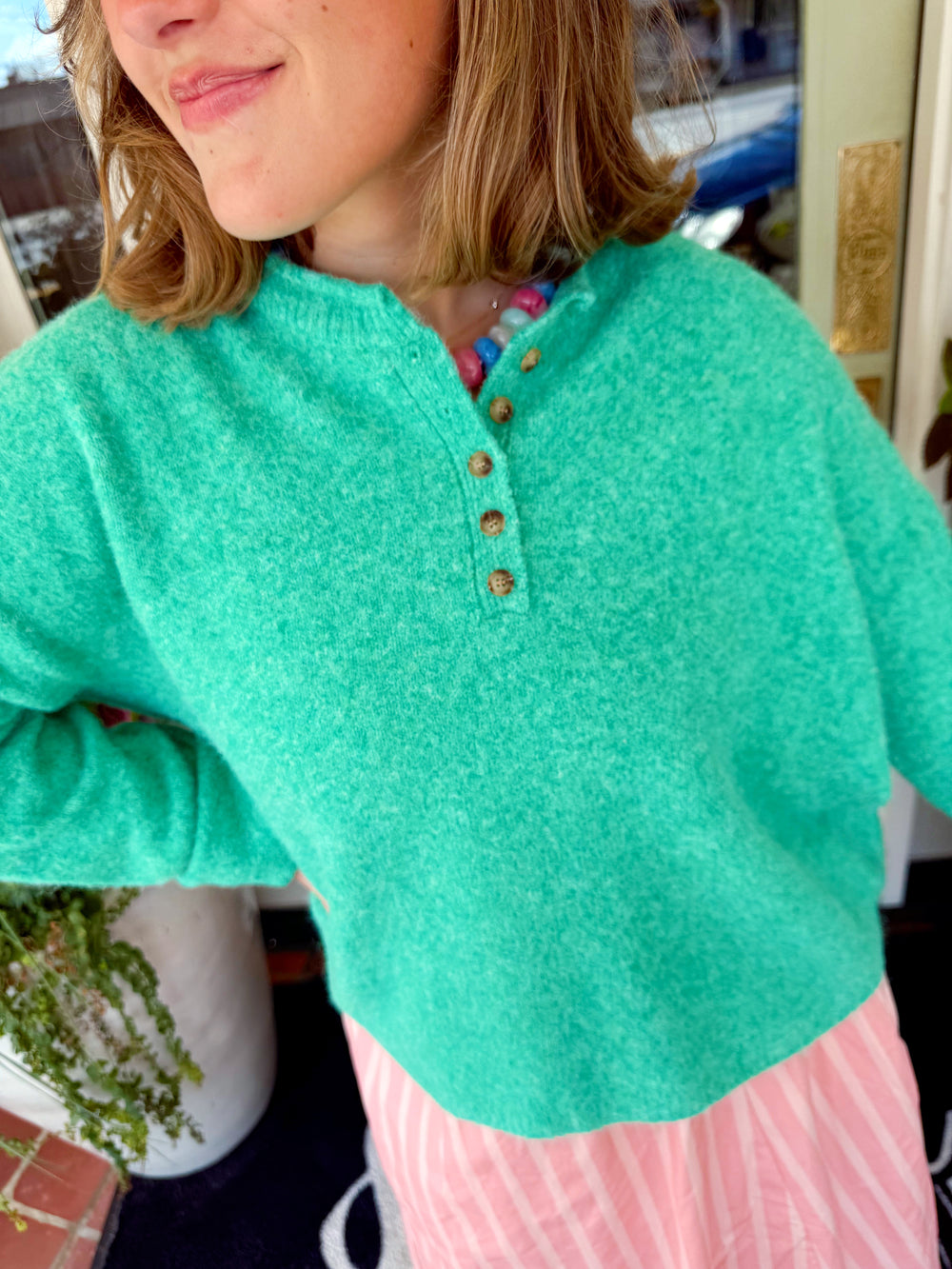 The Stella Soft Knit Henley Sweater (S-L)