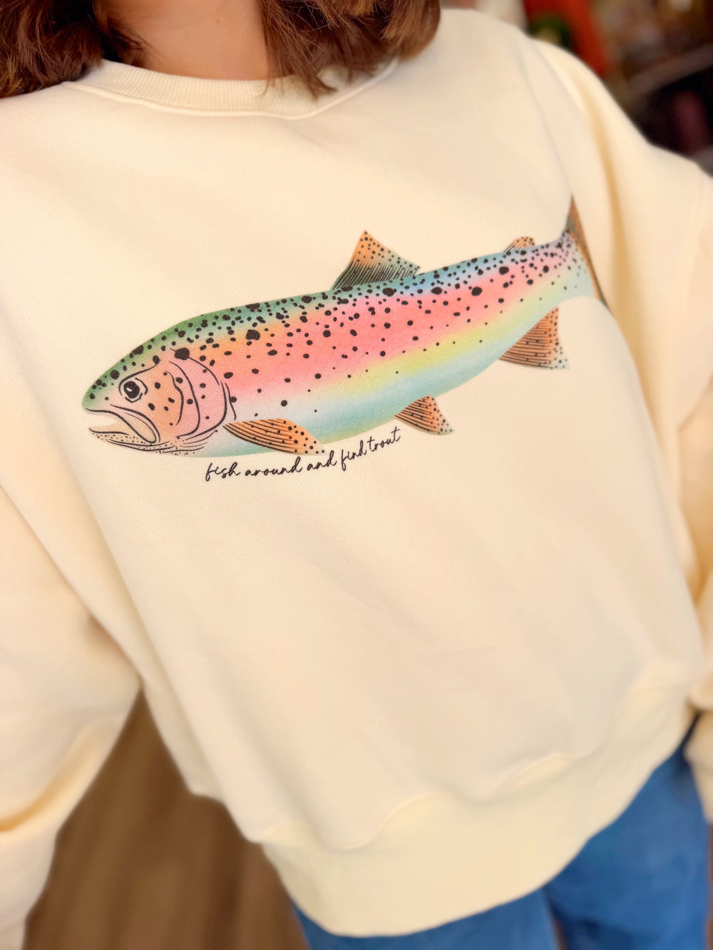 Rainbow Trout Cropped Sweatshirt by Poppy & Pine (S/M-L/XL)