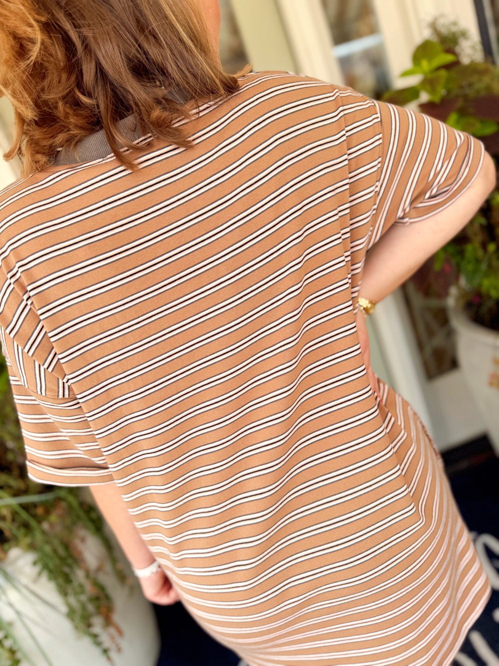 The Piper Striped Knit Dress in Brown (S-L)