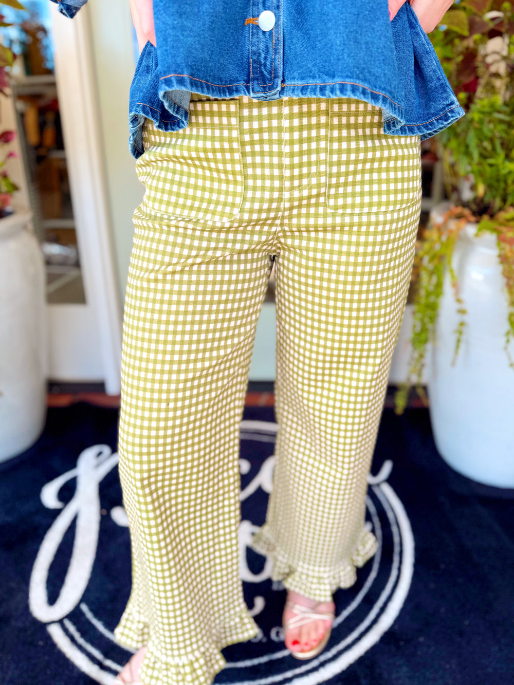 The Poppy Gingham Ruffle Hem Pants (S-L)