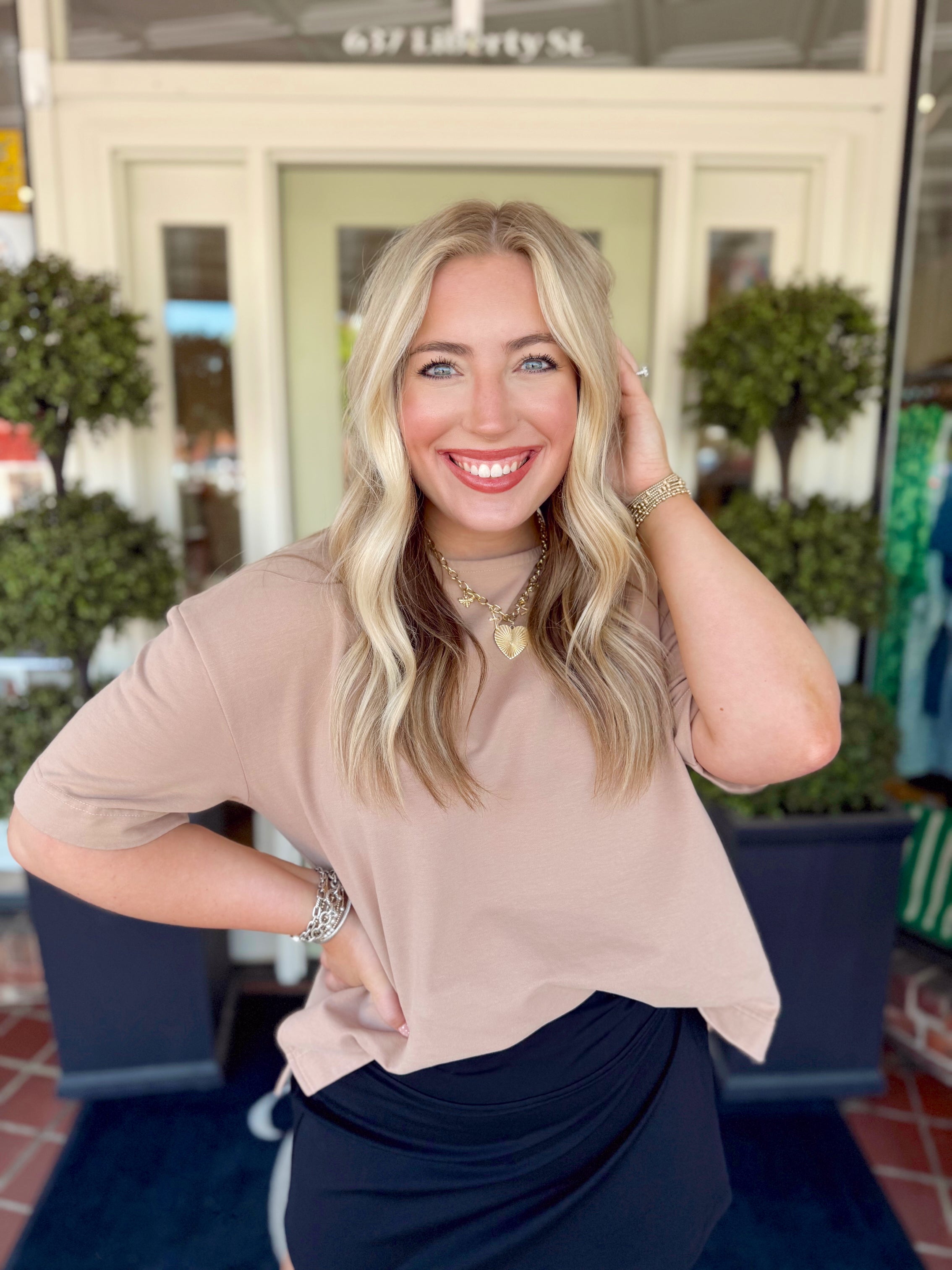 On The Daily Tee in Warm Taupe By Southern Shirt Co.