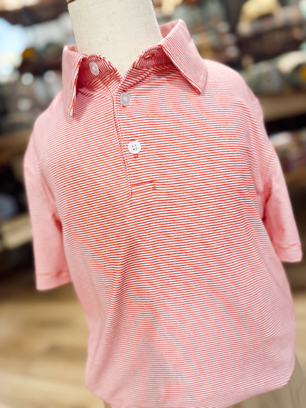 Youth Micro Red/White Stripe Polo