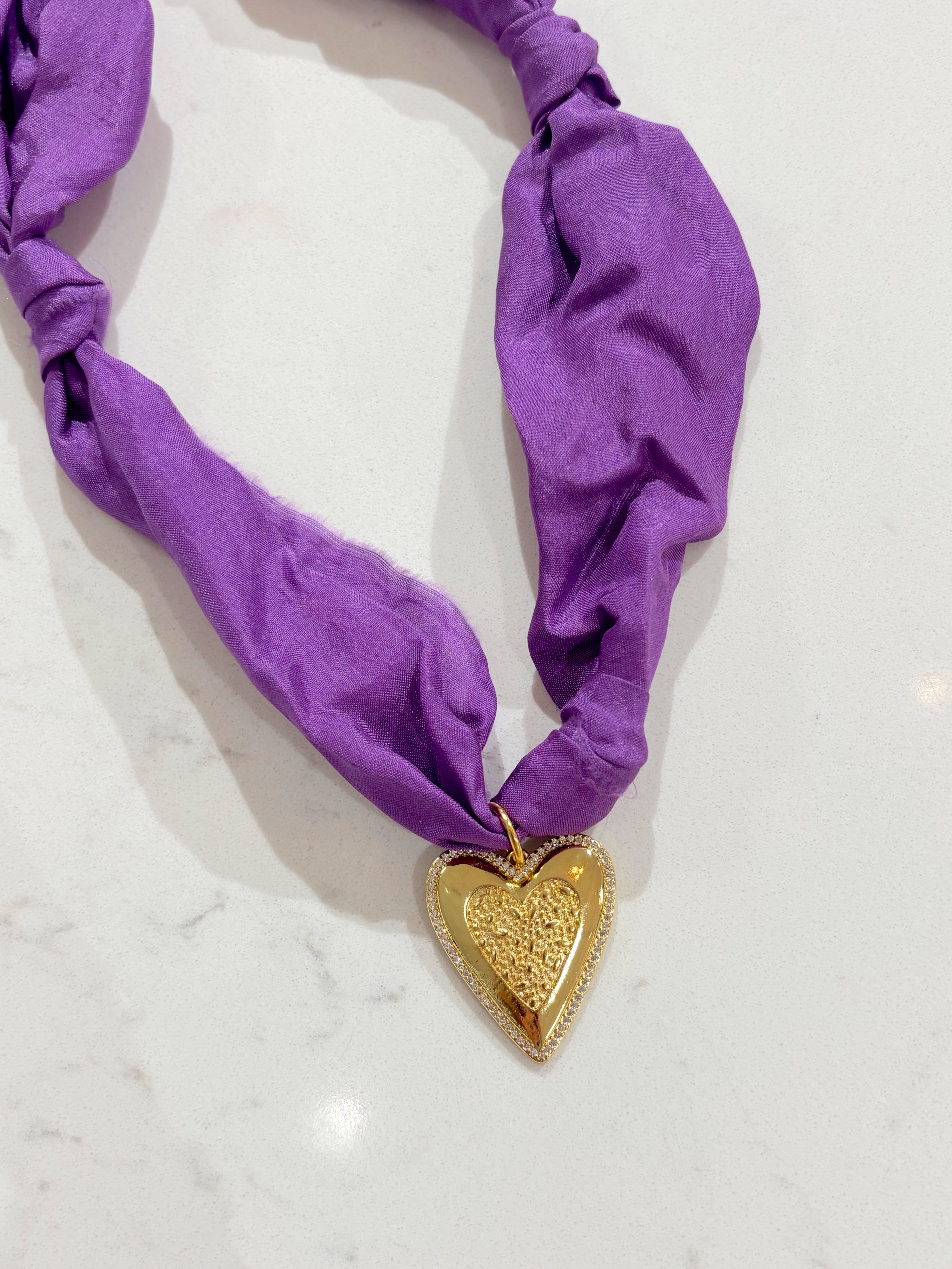 Purple Heart Scarf Necklace By Hart Designs