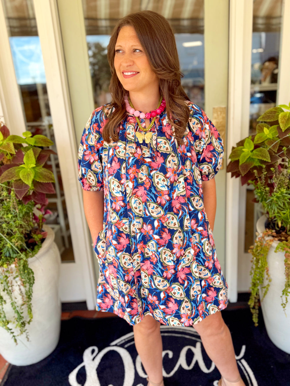 The Botanica Tapestry Print Puff Sleeve Mini Dress (XS-L)