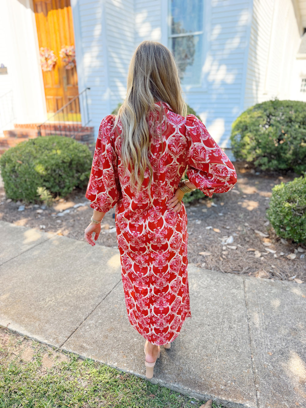 The Ember Puff Sleeve Midi Dress (S-2X)