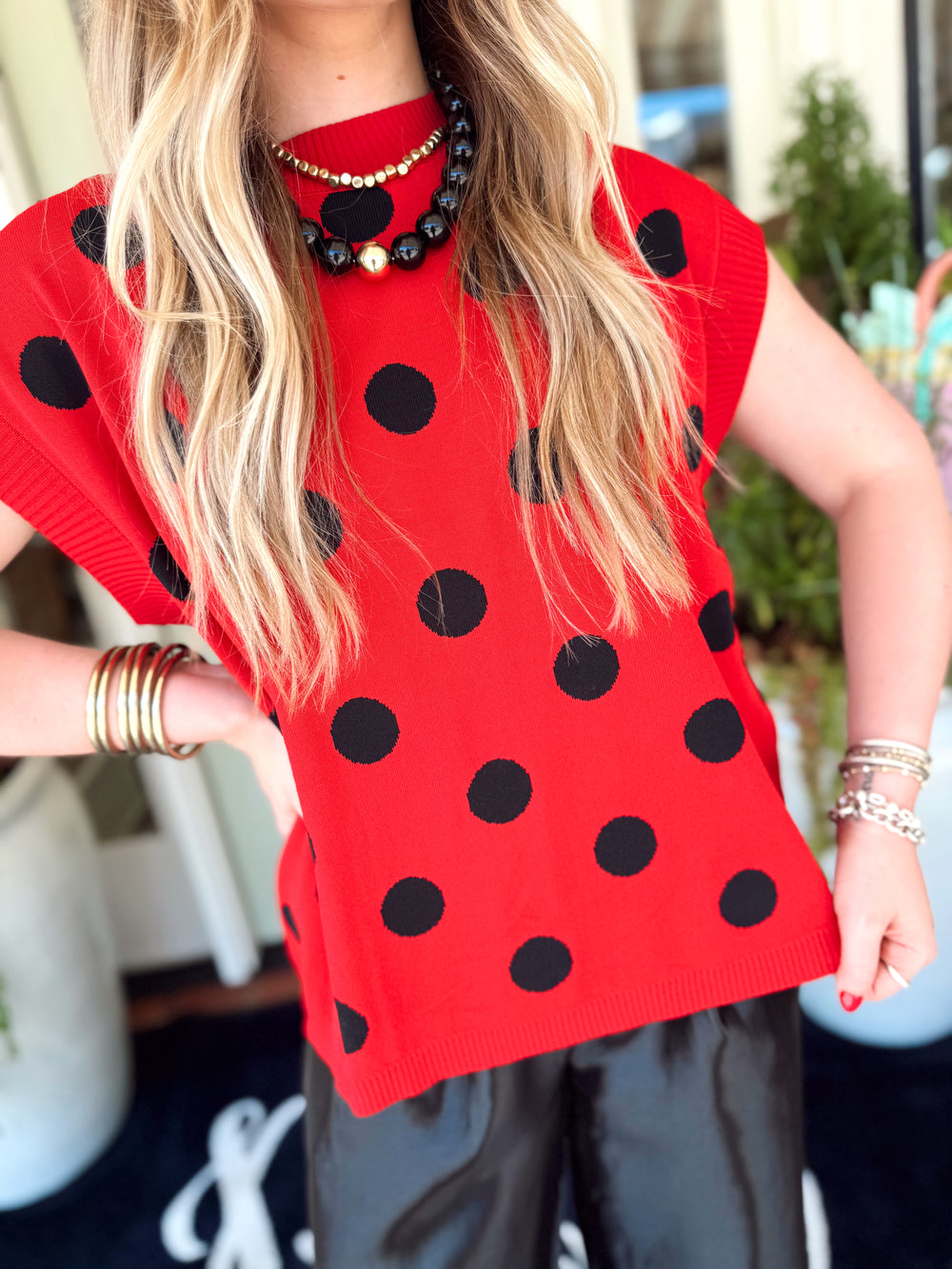 The Gayla Polka Dot Sleeveless Knit Top (S-L)