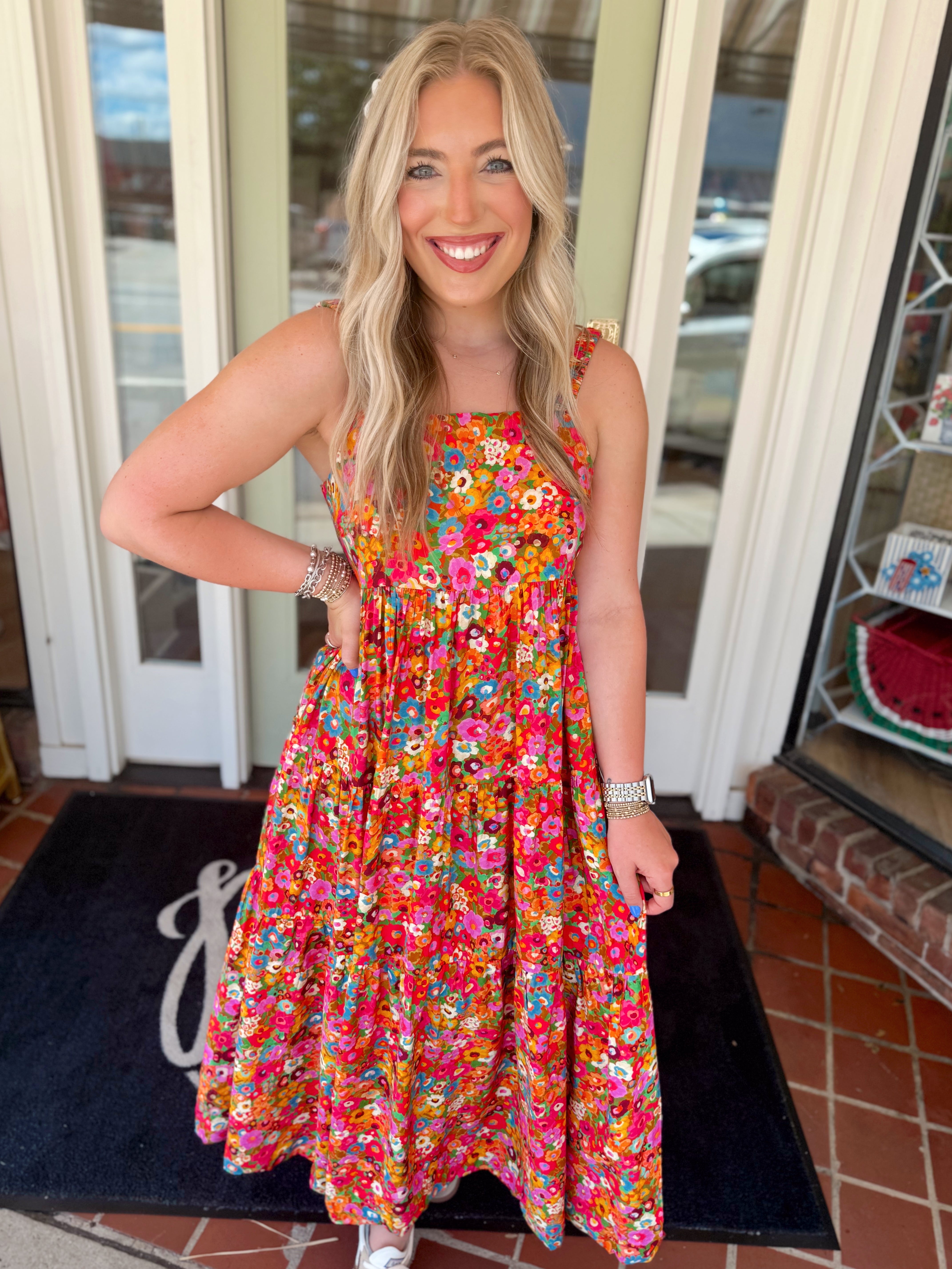 Floral Scoop Back Tier Maxi Dress by Karlie