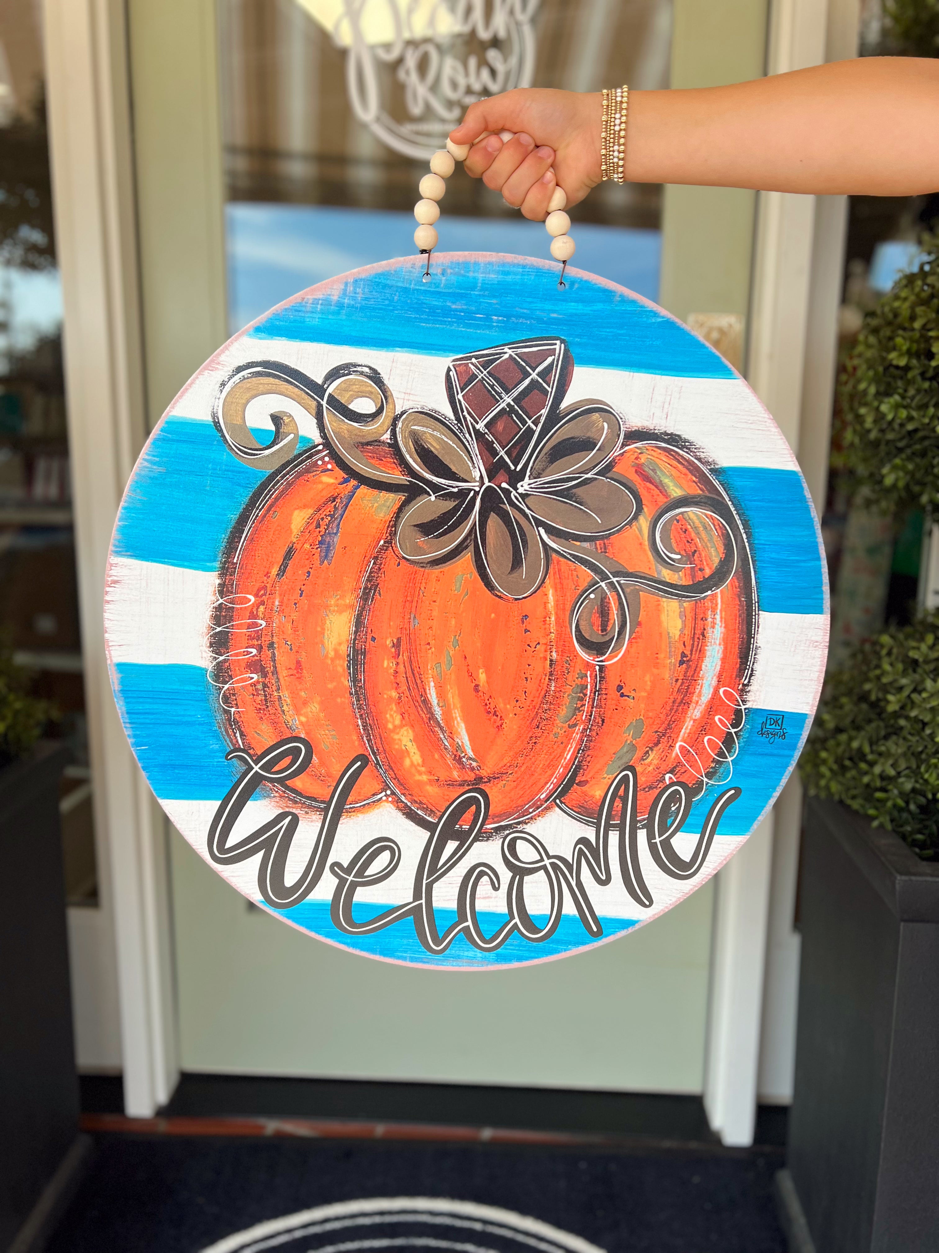 Blue Pumpkin Welcome Door Hanger