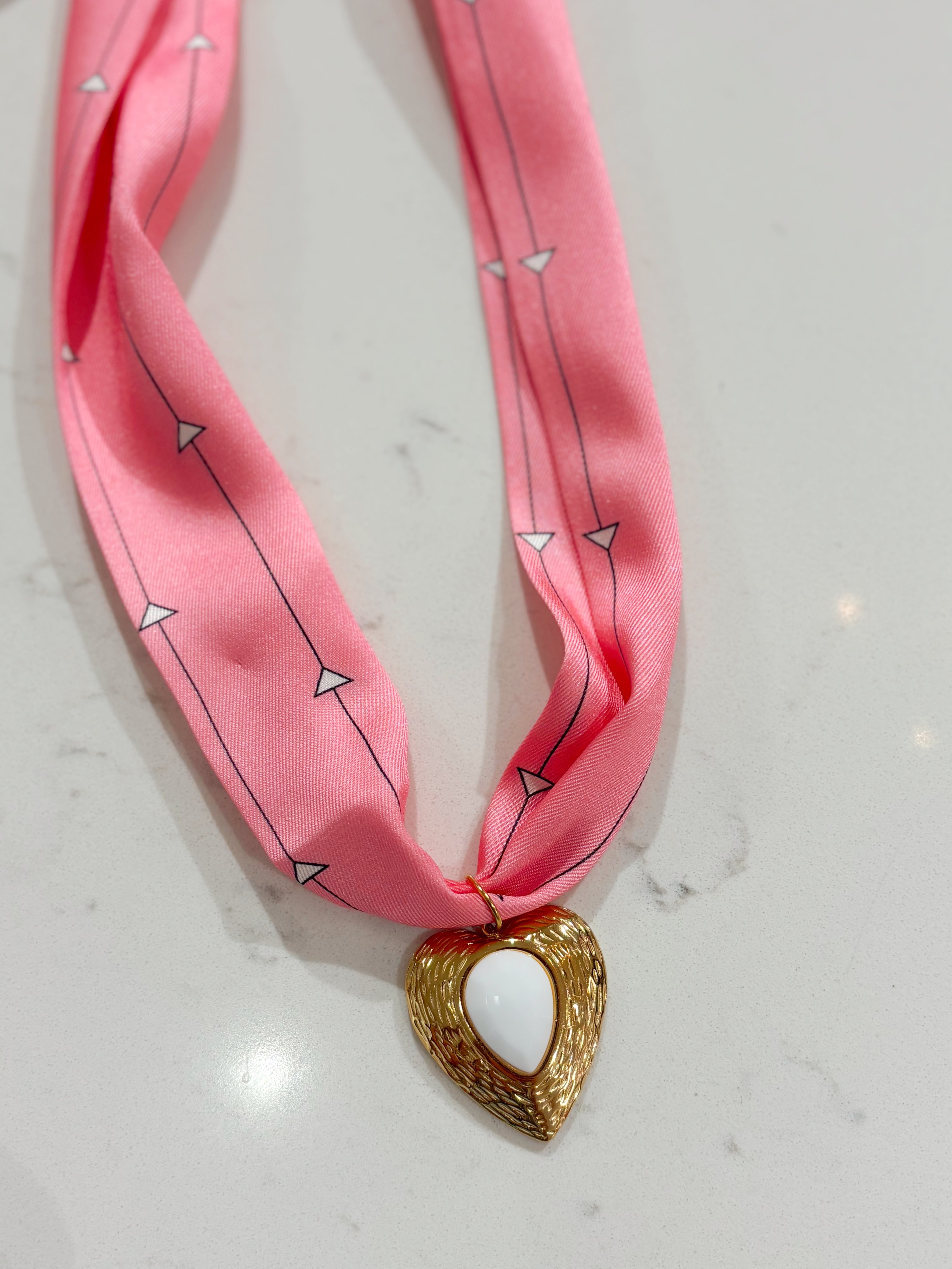 Pink Heart Scarf Necklace By Hart Designs