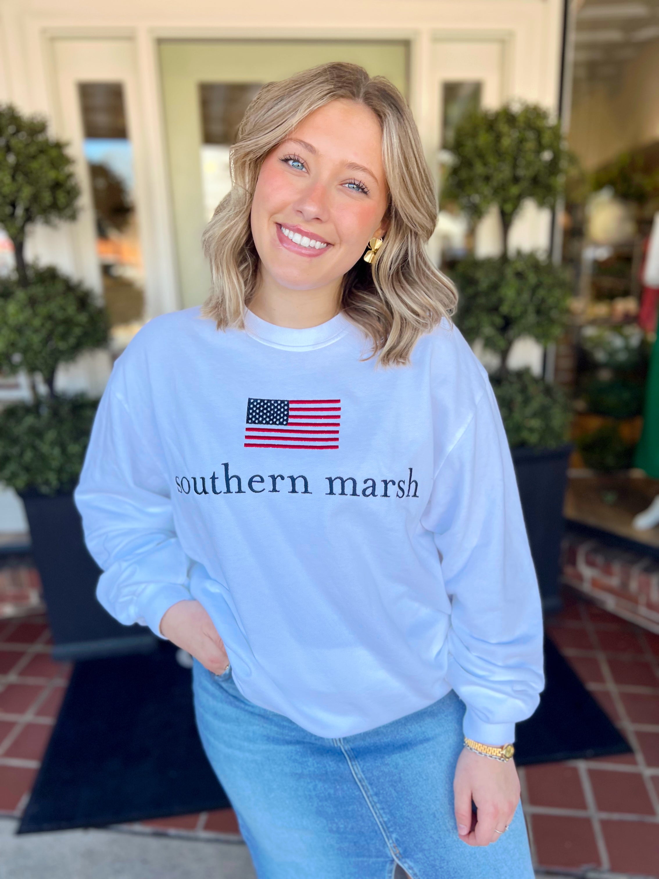 Seawash Sweatshirt- American Flag by Southern Marsh