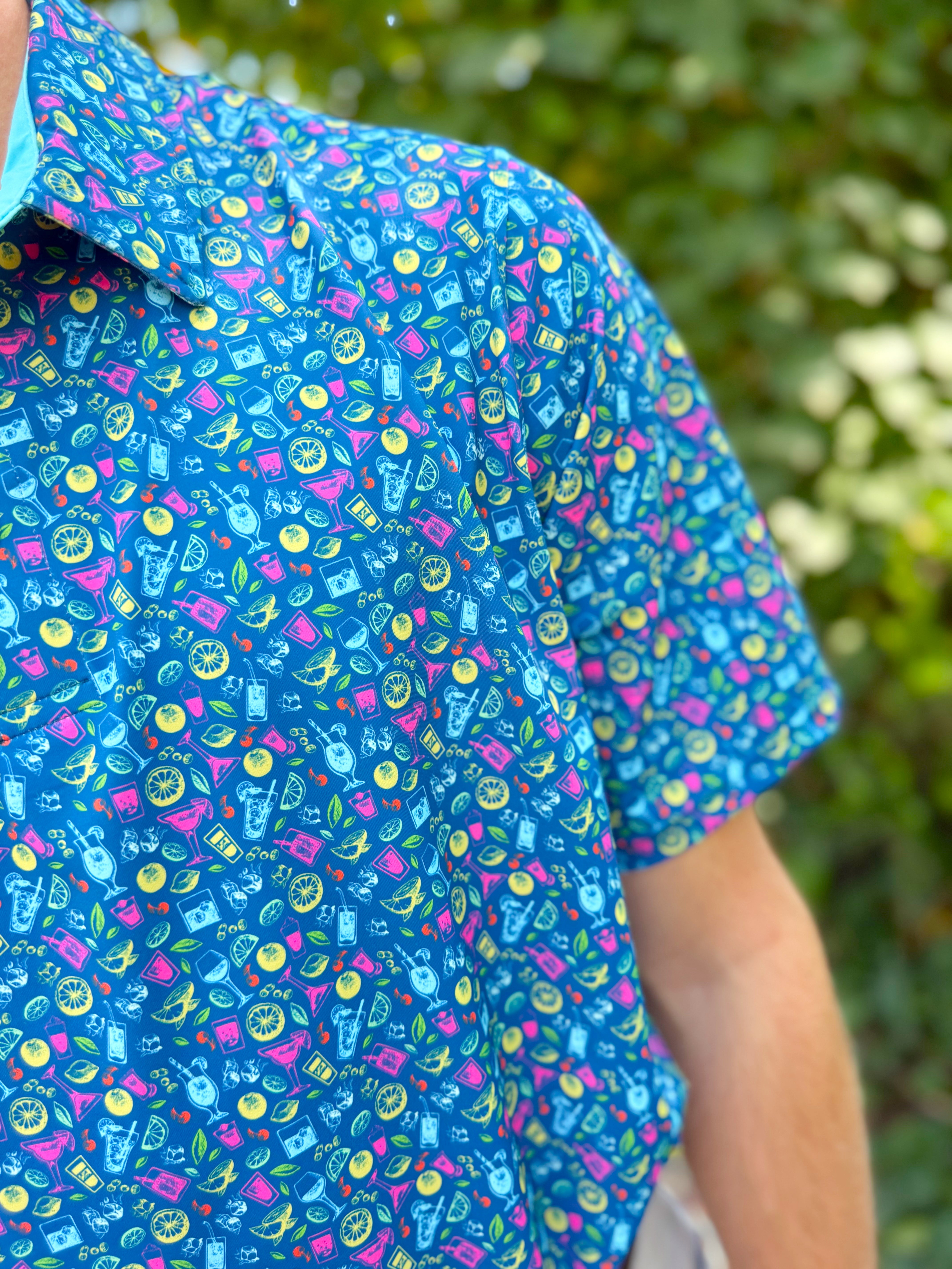 Sunset Sips Printed Polo By Southern Shirt Co.