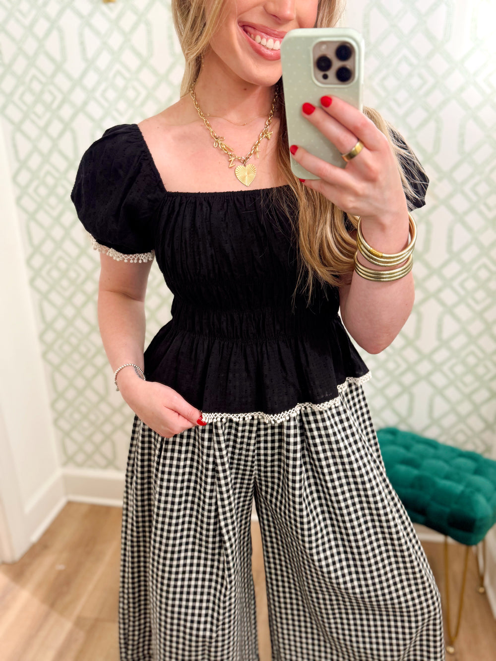 The Mary Anne Smocked Peplum Top (S-L)
