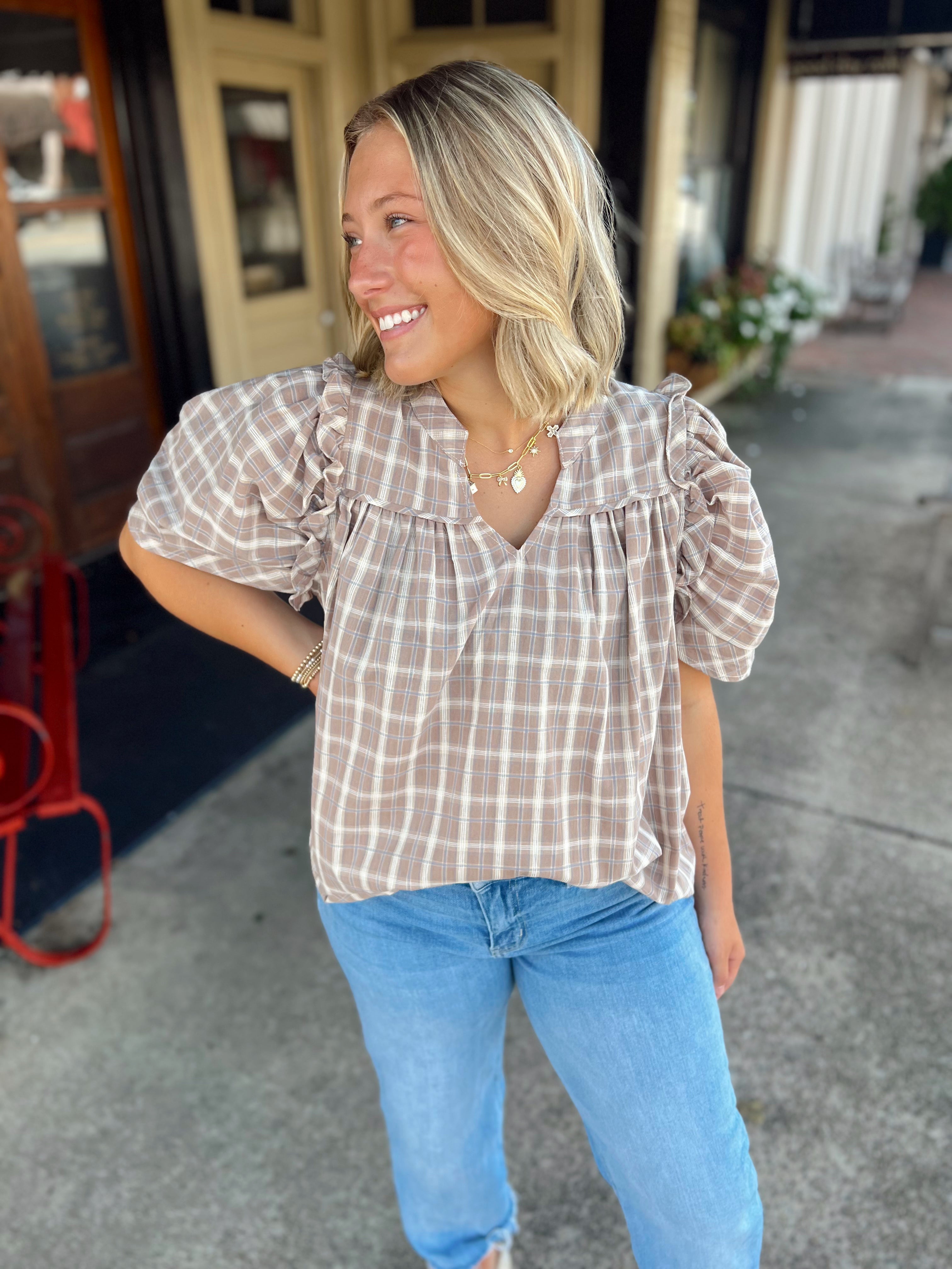 The Laura Top in Taupe