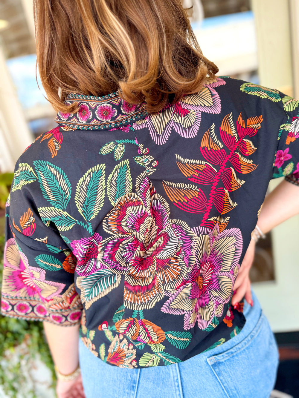 The Laura Botanical Print Top (S-L)