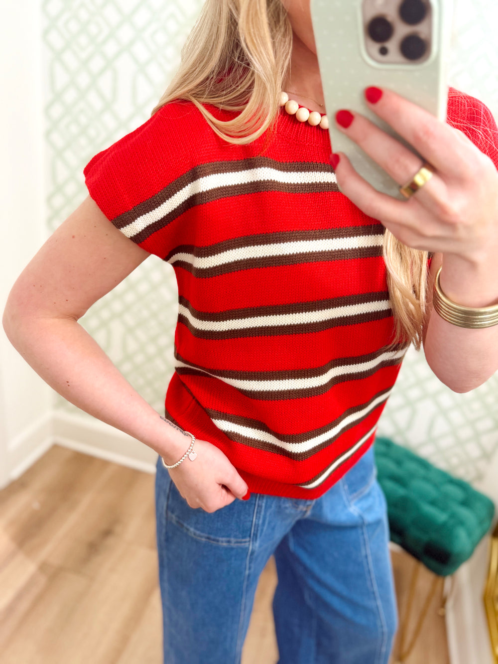 The Kayla Striped Short Sleeve Sweater (S-L)