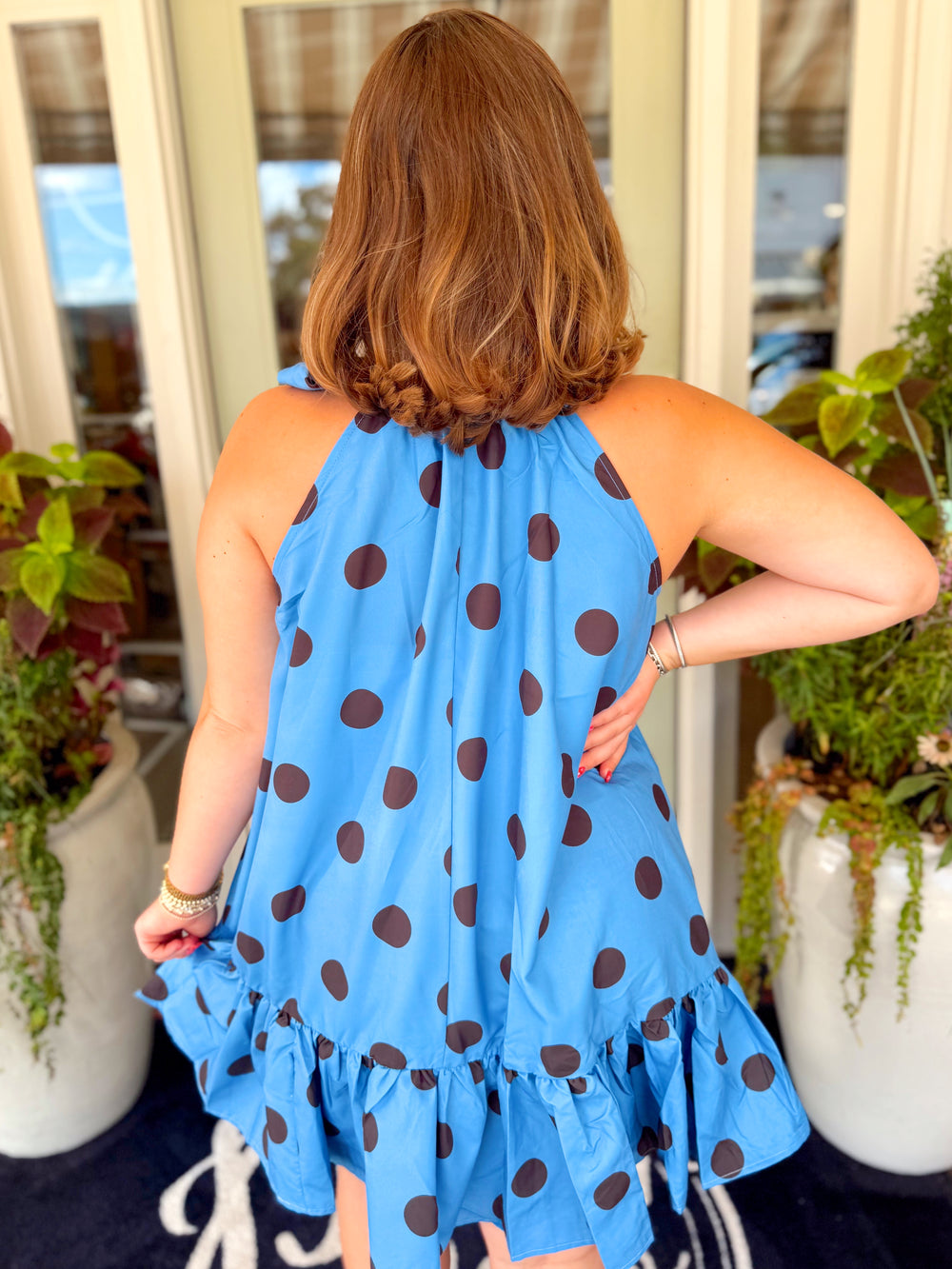 The Ruby Tie Neck Sleeveless Polka Dot Dress (S-L)