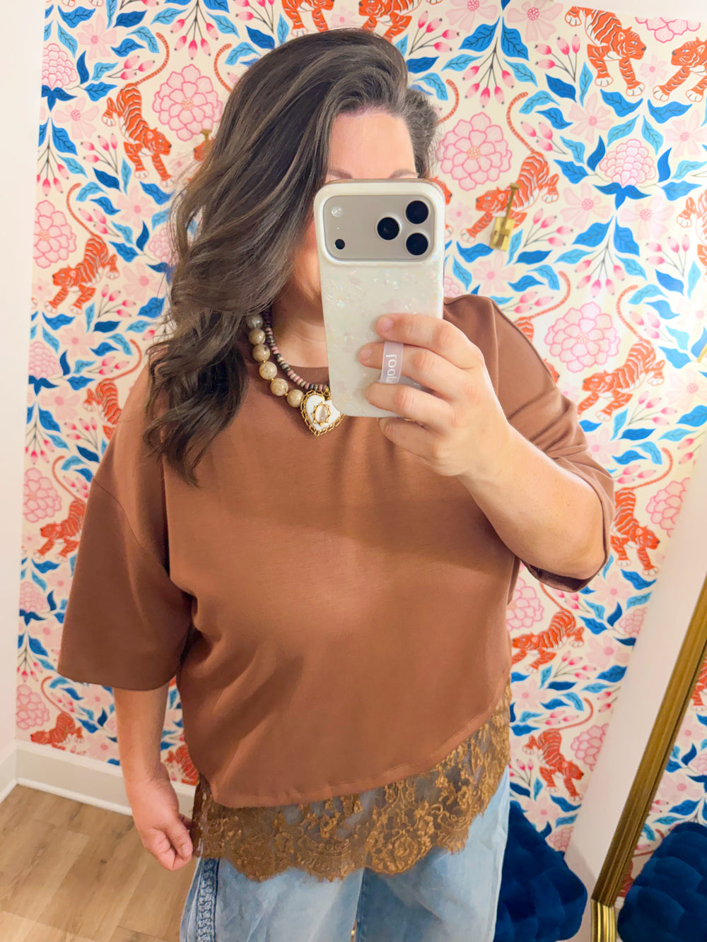 The Chloe Mocha Lace Bottom Top (XL-2X)