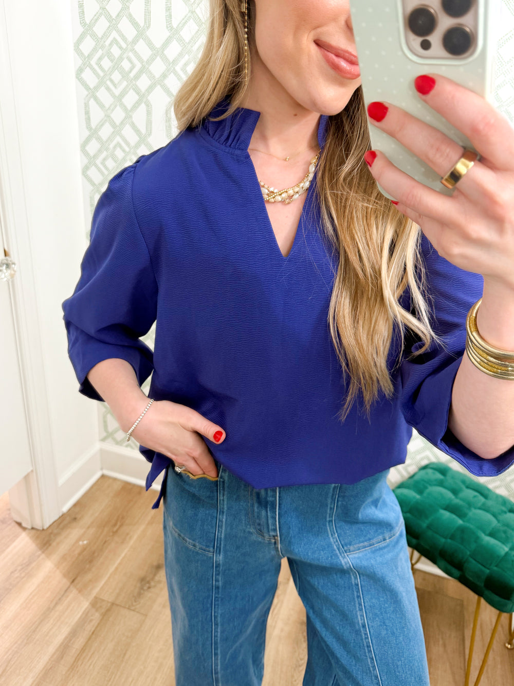 The Allison Ruffle Collar Top (S-L)