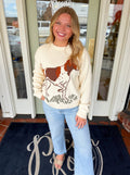 Cream sweater with a beagle on the front