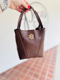 brown mini handbag with long strap