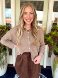 Mocha brown button down lightweight cardigan 