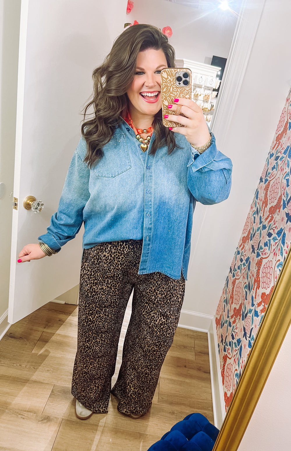 Leopard wide leg pants 